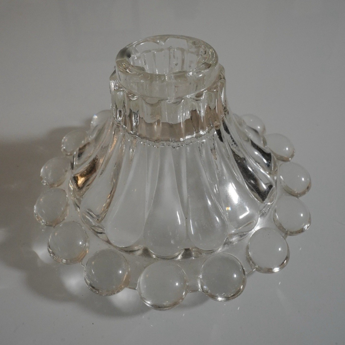 Vintage Clear Glass Candle Holder Beaded Edge Decorative Glossy for Taper Candle