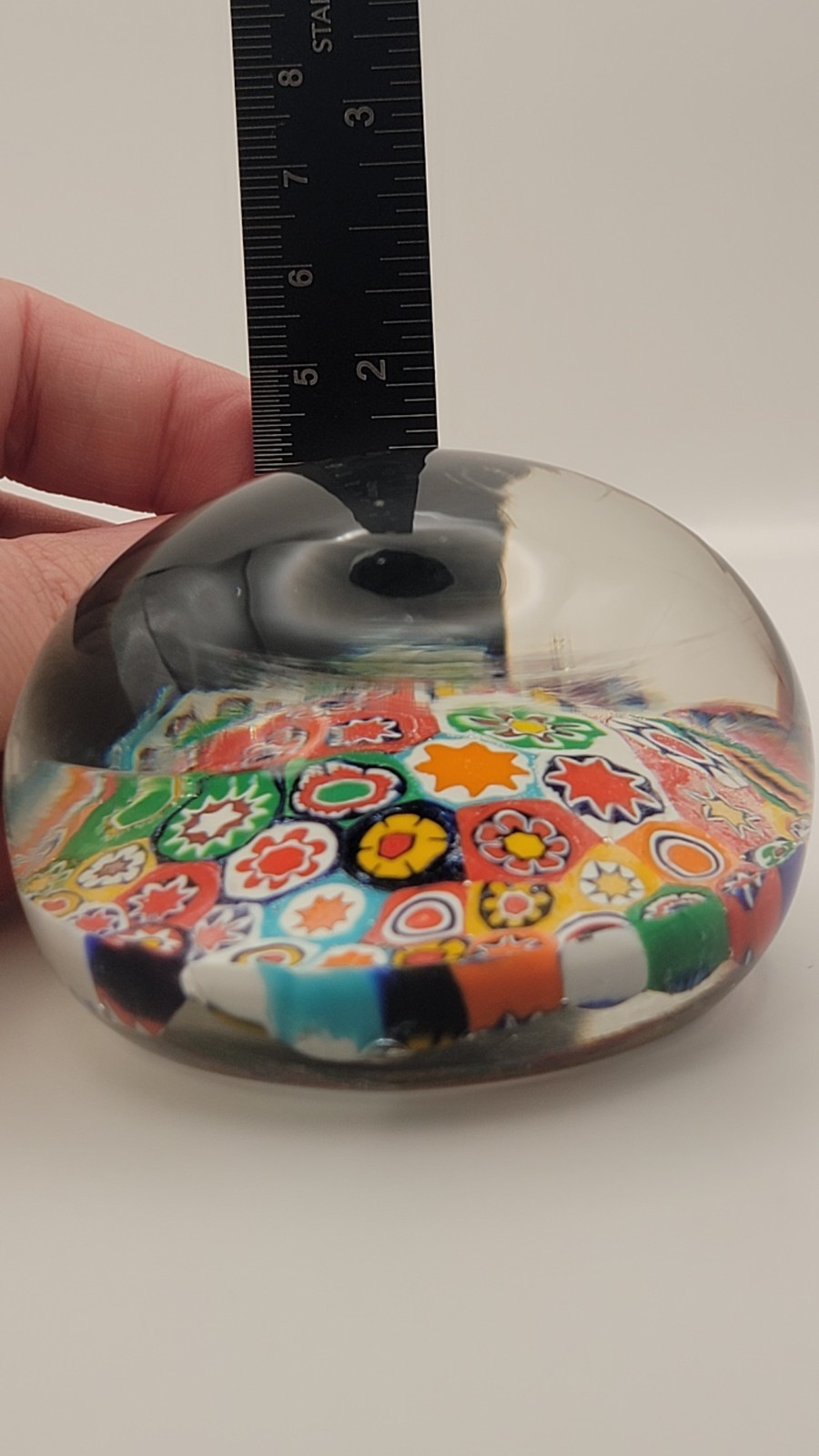 Millefiori Murano Art Glass Paperweight Decorative Multicolor Flower Stars AS IS