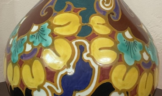 ( 10.25”h x 6.5”w ) Gouda – Holland Ivora Vase in glazed ceramic From 1914-1964