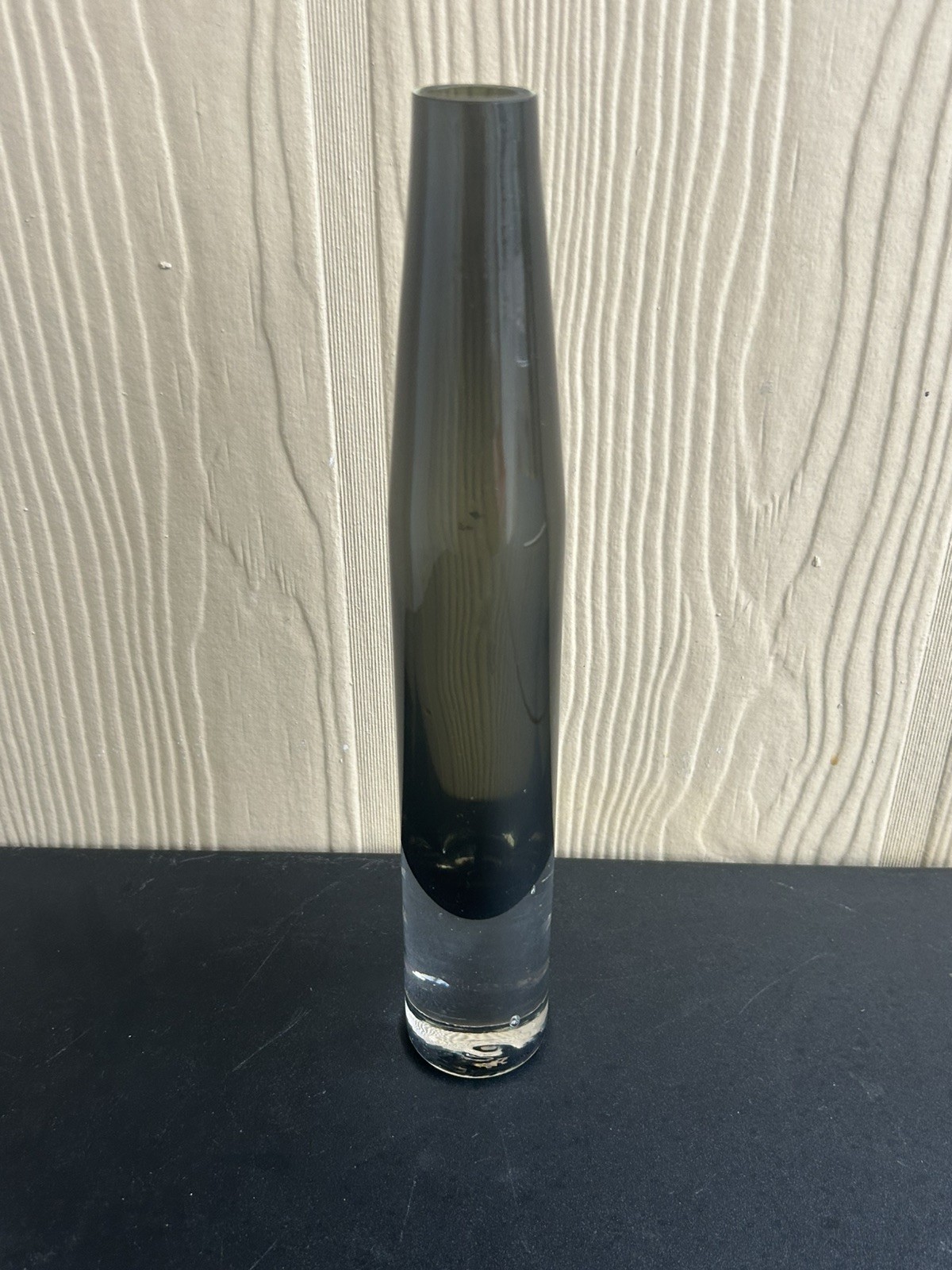 MCM Orrefors Sven Palmqvist Style Smoke Gray Sommerso Glass Torpedo Vase