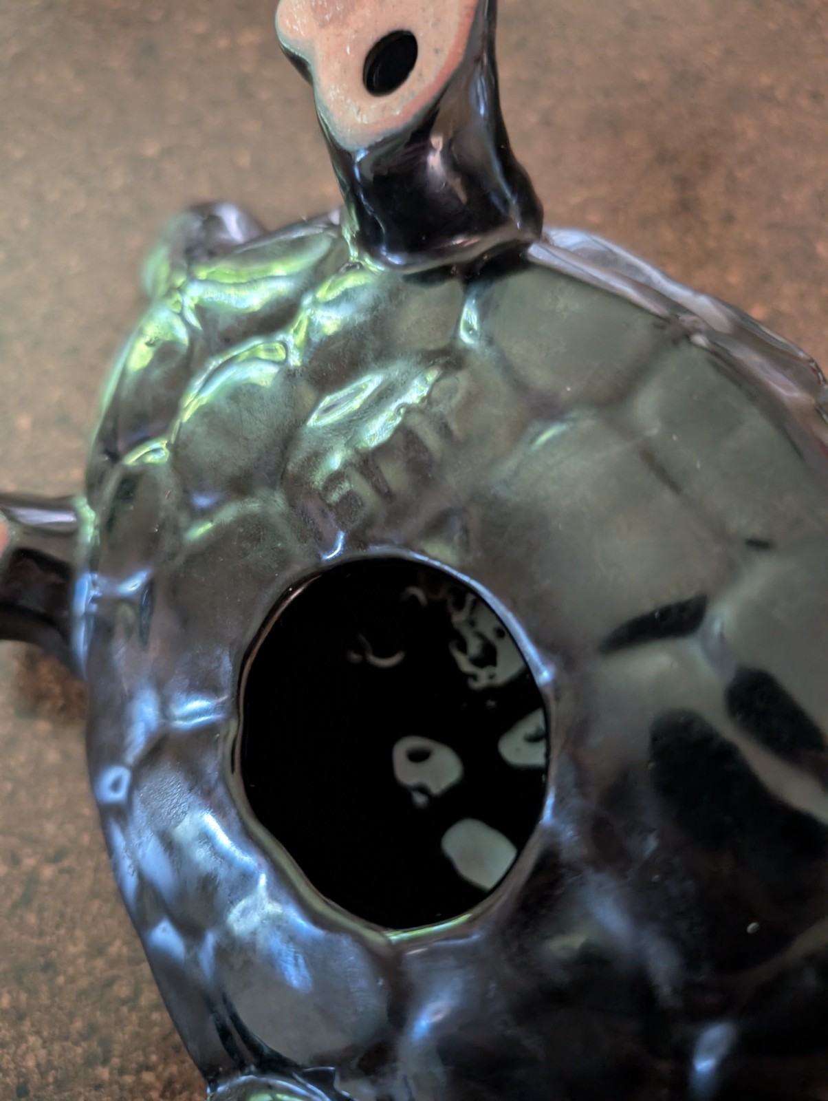 Blue Mountain Pottery Vintage BMP Turtle Large Blue Black Glaze