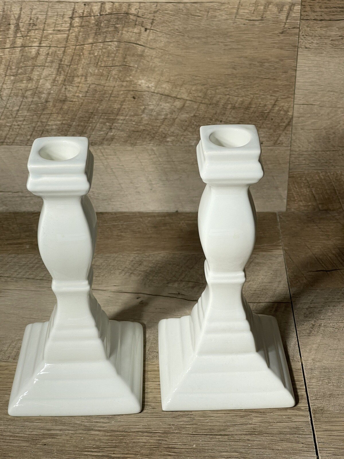 Mikasa French Countryside Candlestick Holders 7 1/4″ White Set Of 2