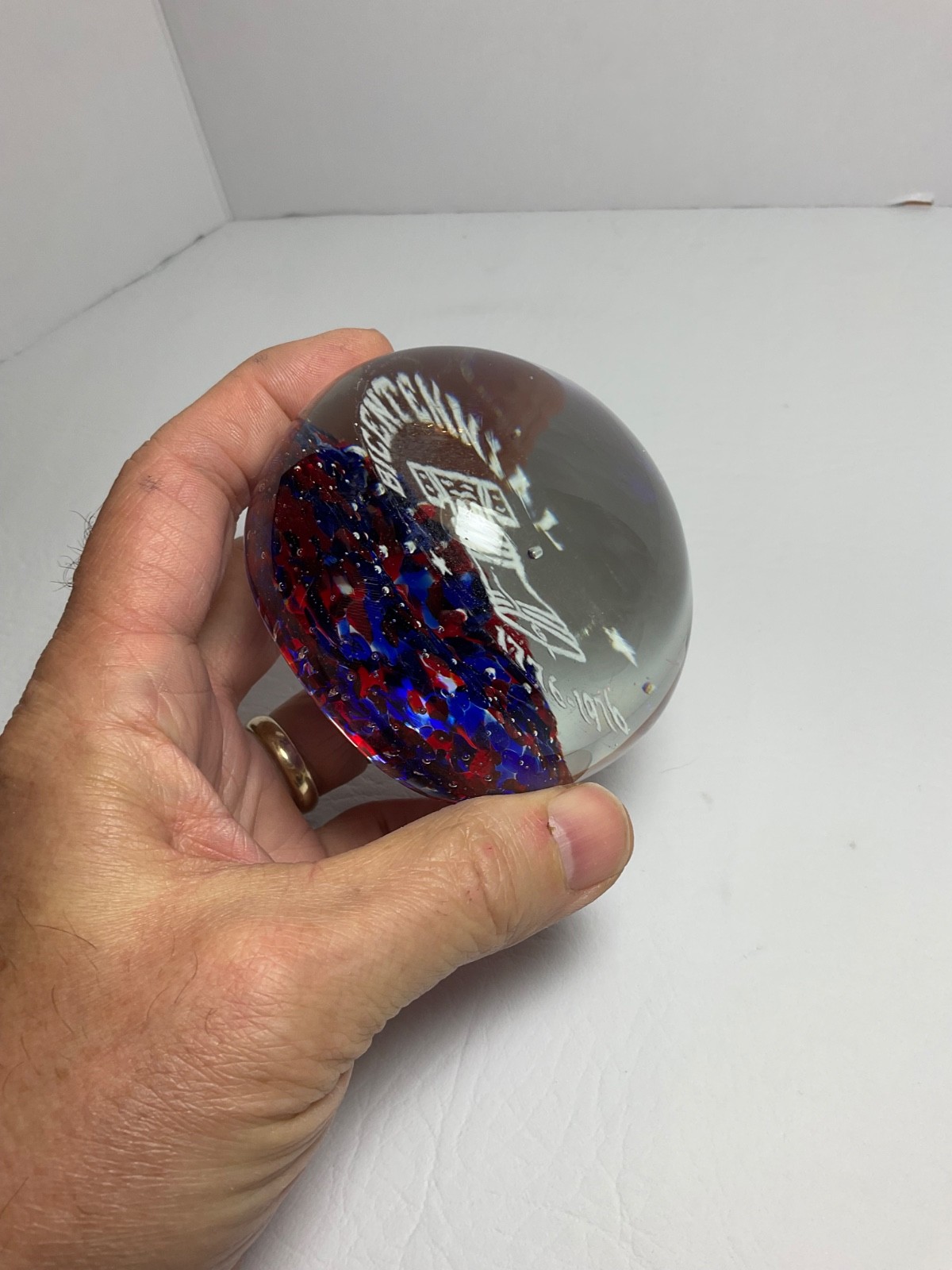 Gentile Glass Co Bicentennial 1776-1976 Liberty Bell – Colorful 3” Paperweight