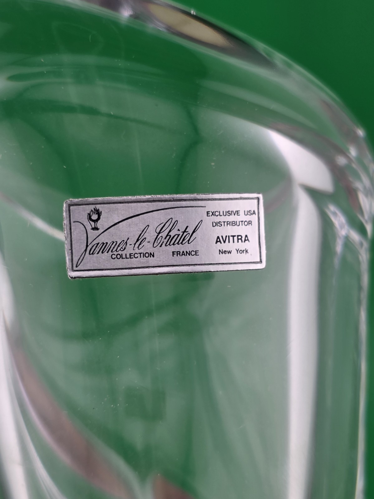 VINTAGE MCM ART VANNES LE CHATEL CALLA LILY VASE 7″ CLEAR FRENCH ART GLASS