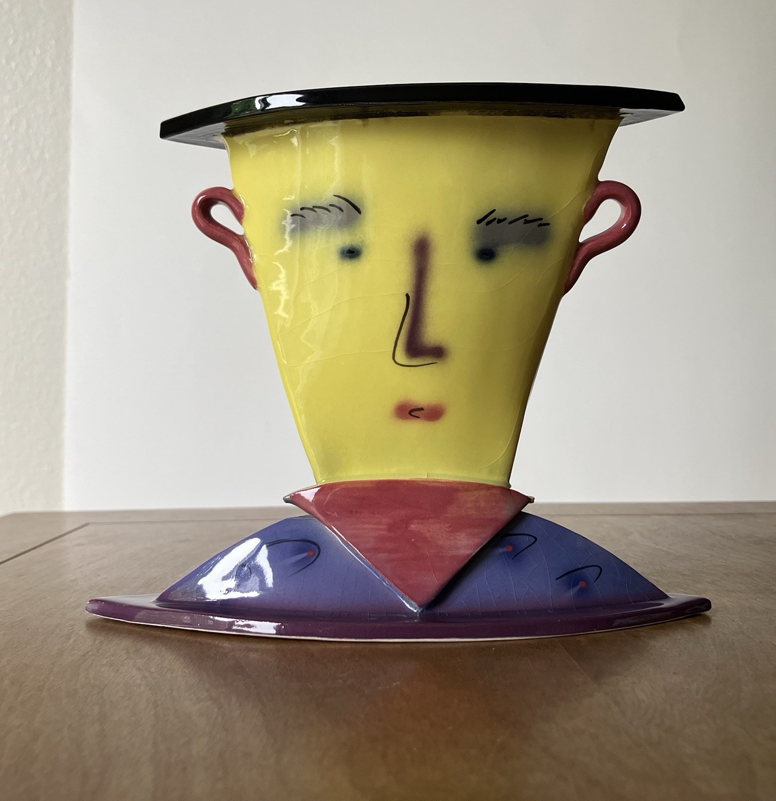 Natalie Warrens Studio Pottery Face Vase NW Unusual Signed Head 1998 Art
