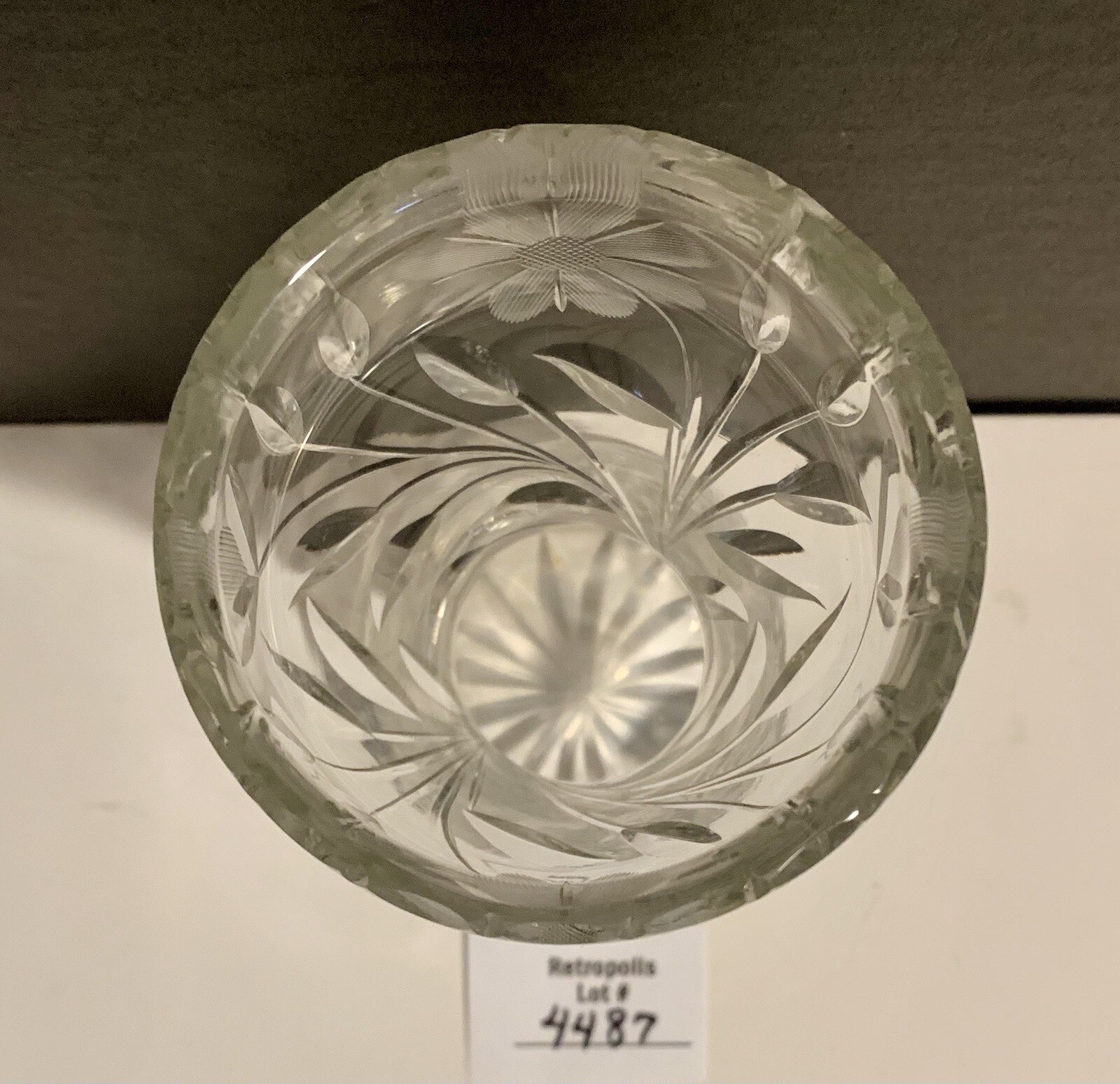 Antique American Brilliant Cut Glass Daisy Corset Hourglass Vase 6″