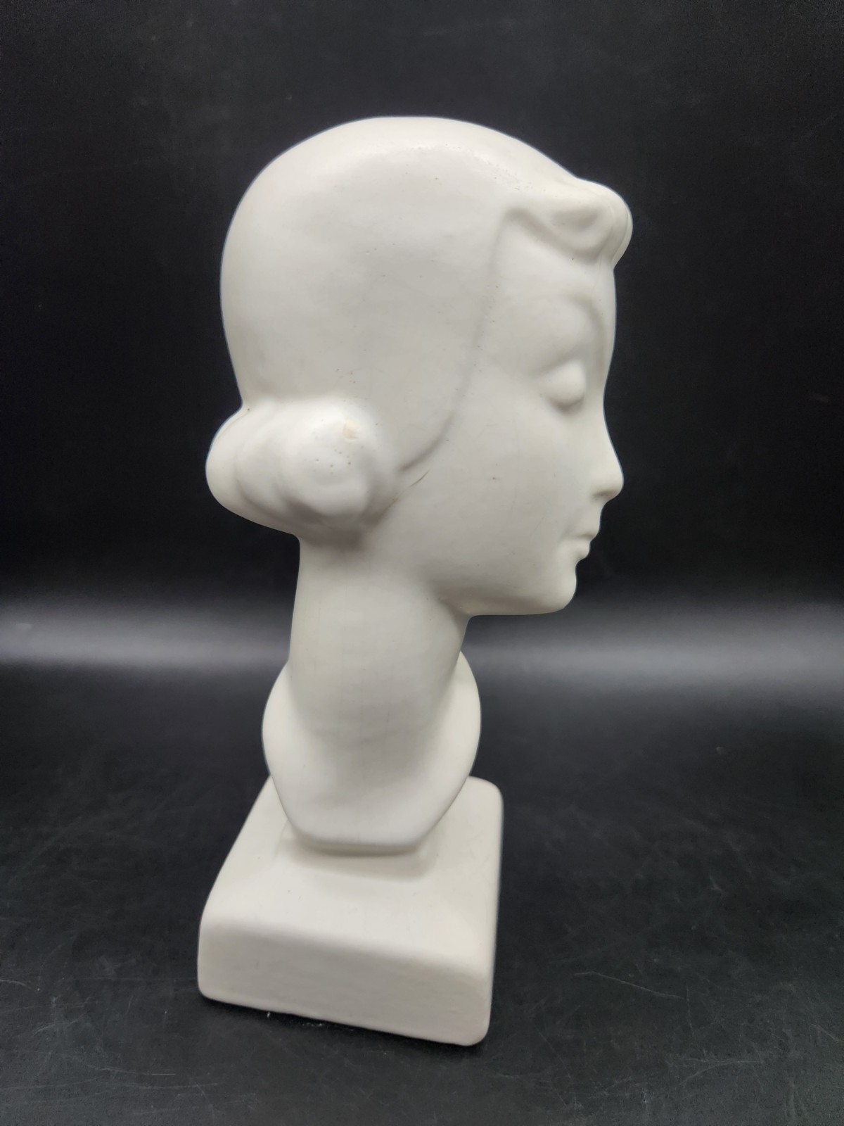 Vtg AMACO American Art Clay Porcelain Bust Of A Lady White C1930’s Art Deco