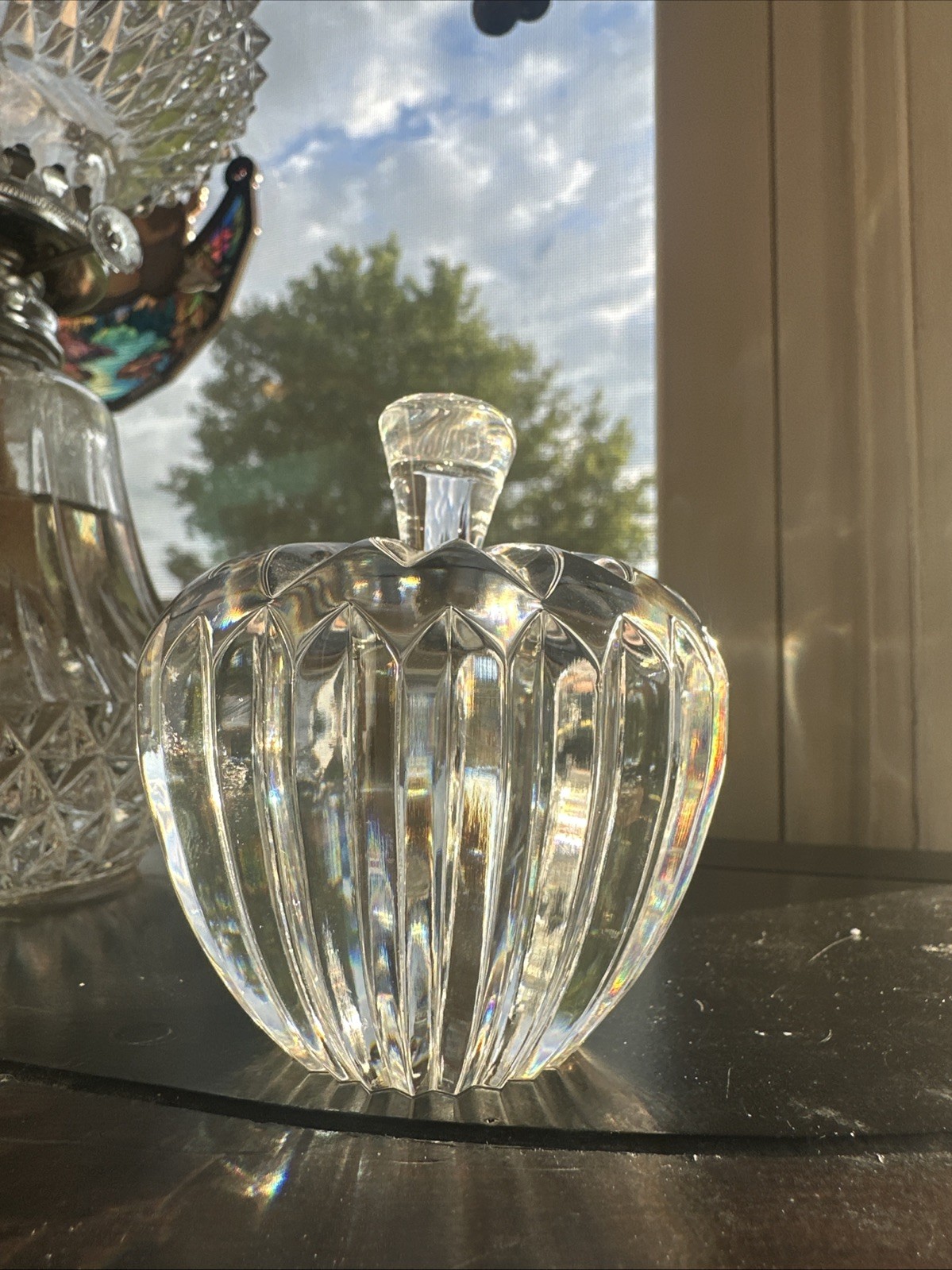 Signed WATERFORD CUT GLASS CRYSTAL APPLE Stem PAPERWEIGHT IRELAND *7