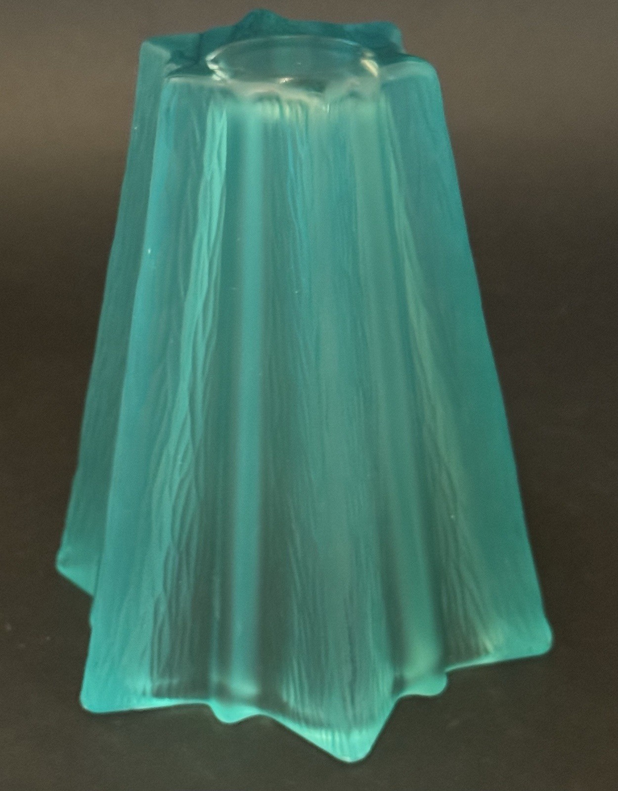 Vintage Daum French Aqua Blue Green Textured Glass Vase Pierre D’Avesn 6.25”