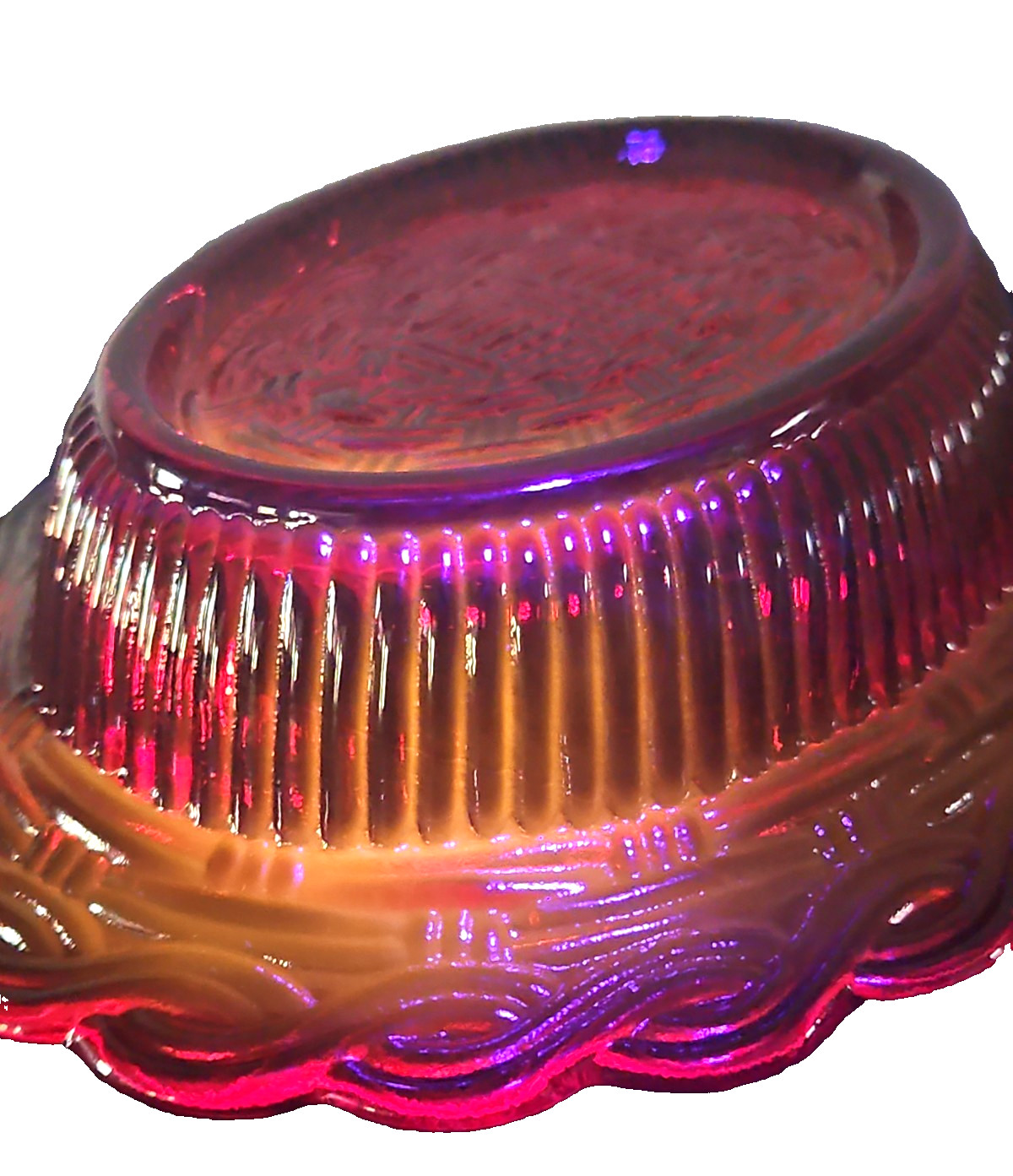 Mosser Ruby Red Hen on Nest-UV Reactive Cadiuim Glow Split Tail 6 1/2 inches