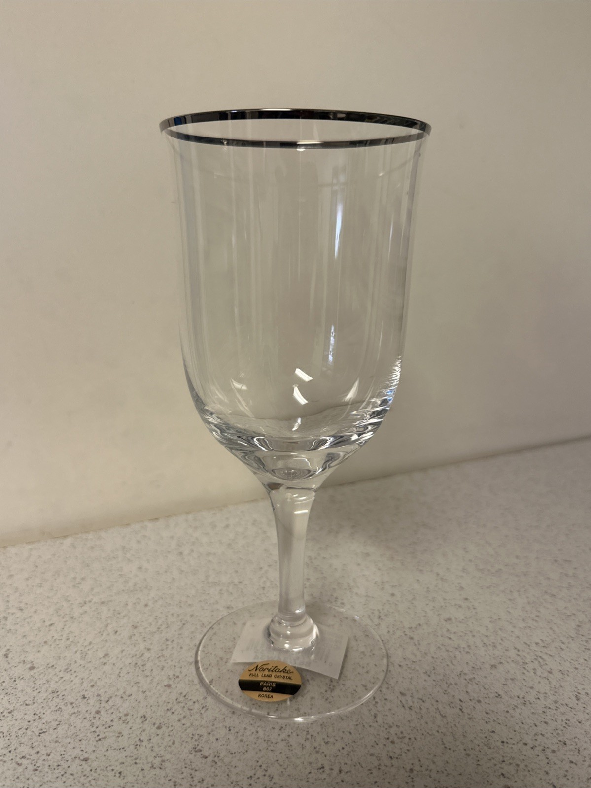 Noritake Crystal PARIS 7 5/8″ Iced Tea Goblet “Platinum Trim”