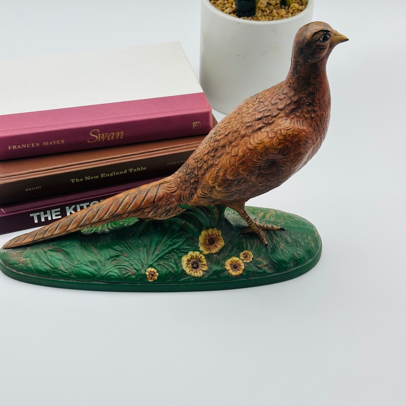 Vintage Holland Mold Ceramic Pheasant Bird Figurine Hand Painted Rustic Decor