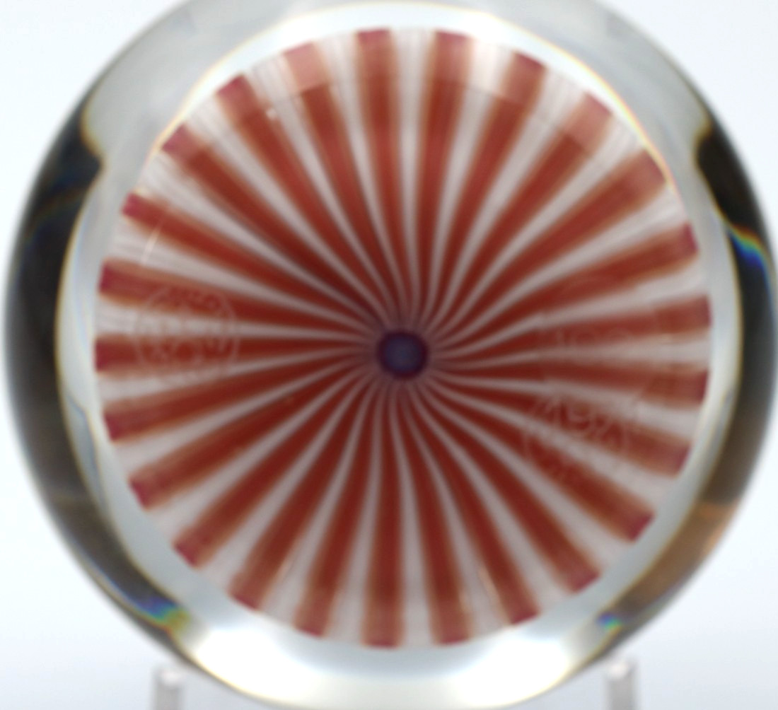 Large 3.3″ BACCARAT Concentric TEN Ring Millefiori Art Glass Crystal Paperweight