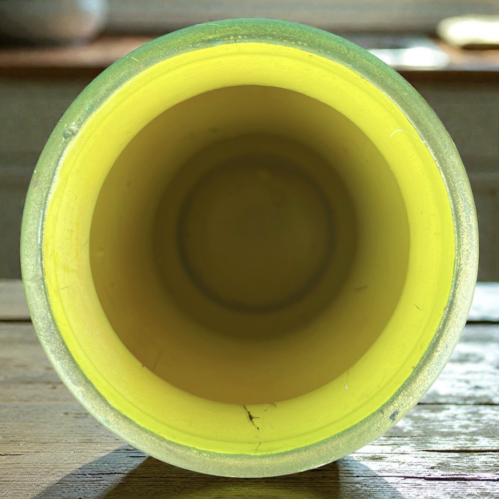 Italian Art Pottery Vase Hand Painted Yellow Floral Gold Matte Mid Century