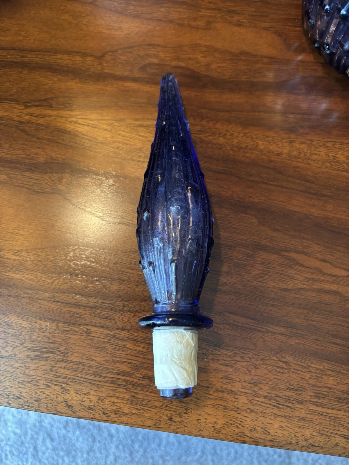 Rare Empoli Purple Periwinkle Wax Drip Genie Bottle with Original Glass Stopper
