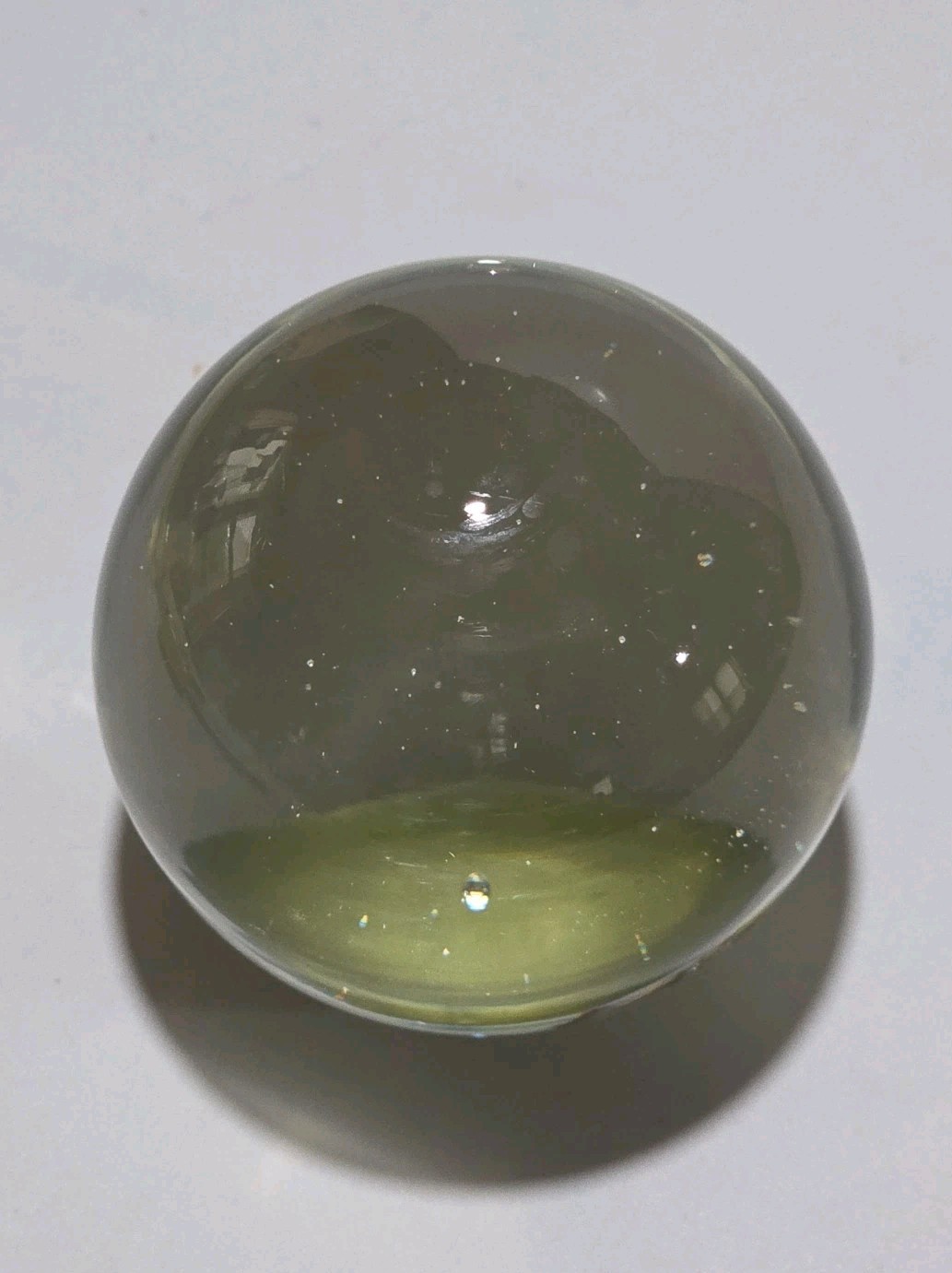 Clear Round Paperweight Art Glass Sphere Ball 3″ Tiny Bubbles