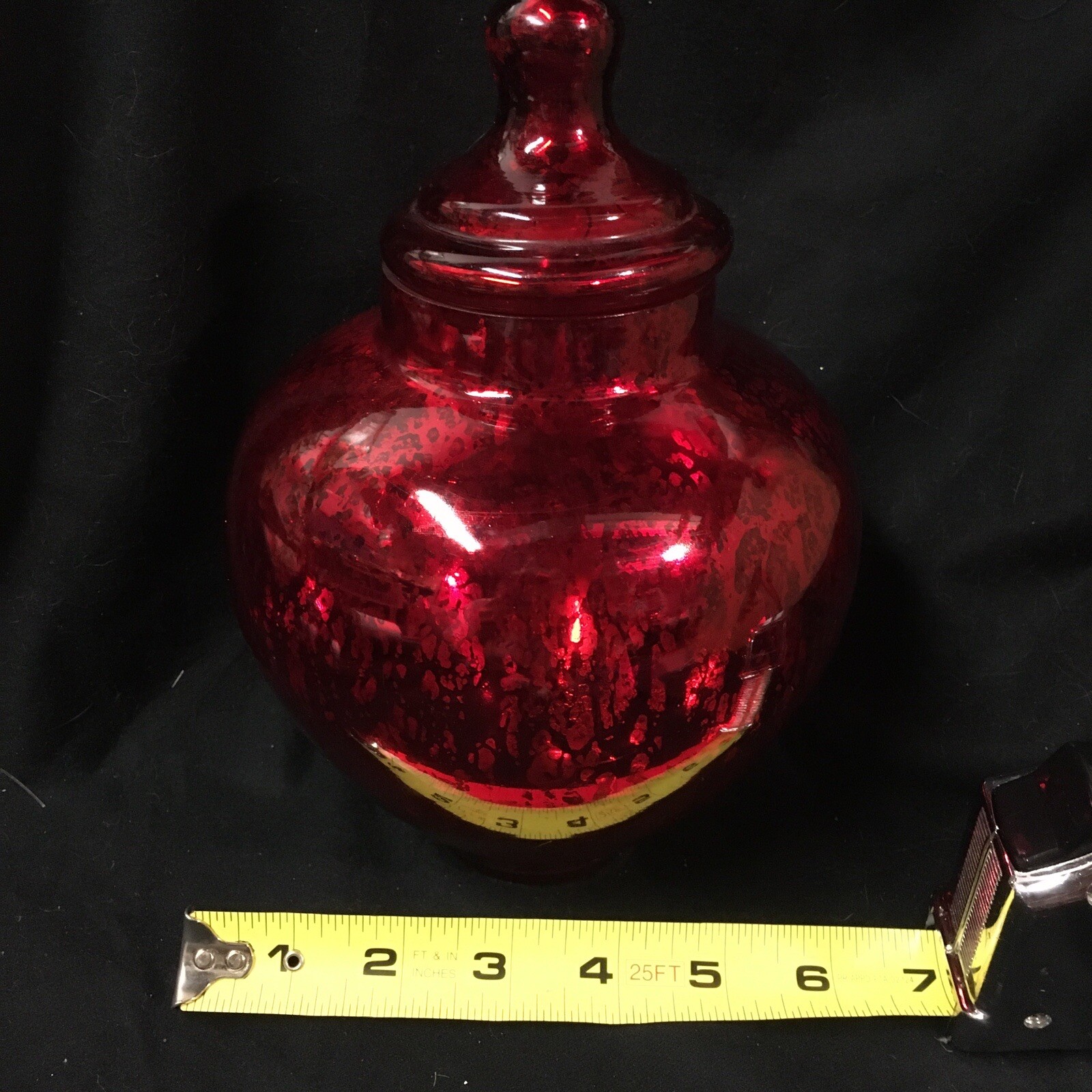 Red Mercury Glass Vase With Lid Holiday Decor 9”