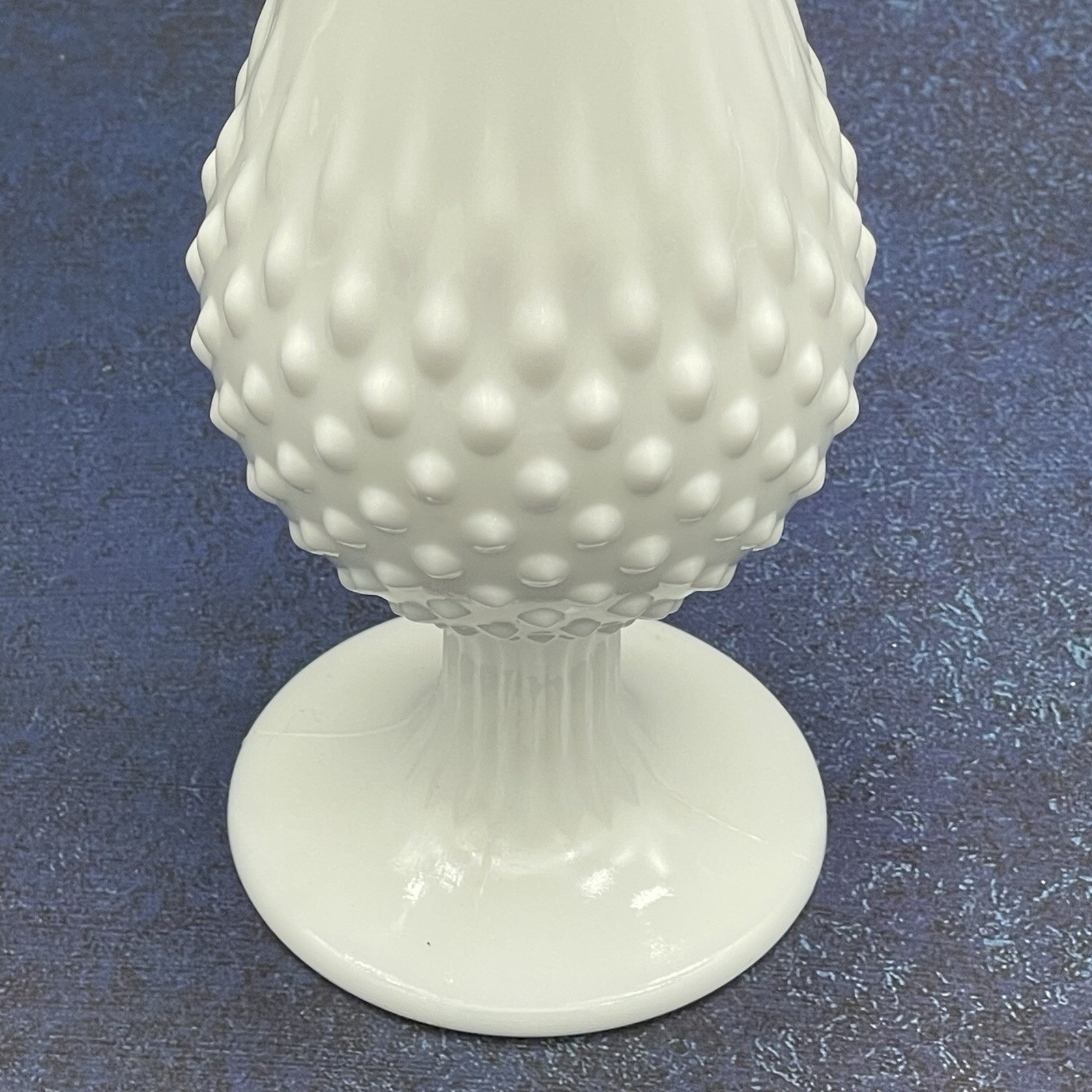 Fenton 15.75” Vintage White Milk Glass Vase Hobnail Swung MCM Signed