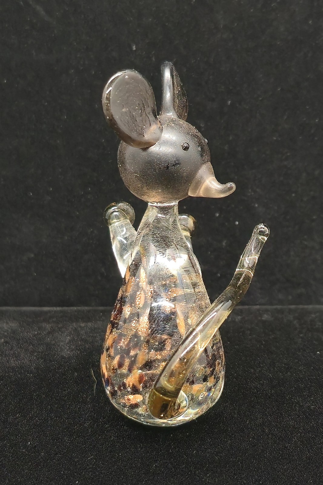 Vtg Hand Blown Murano Art Glass Coppery Brown Elephant Mouse Figurine Sculpture