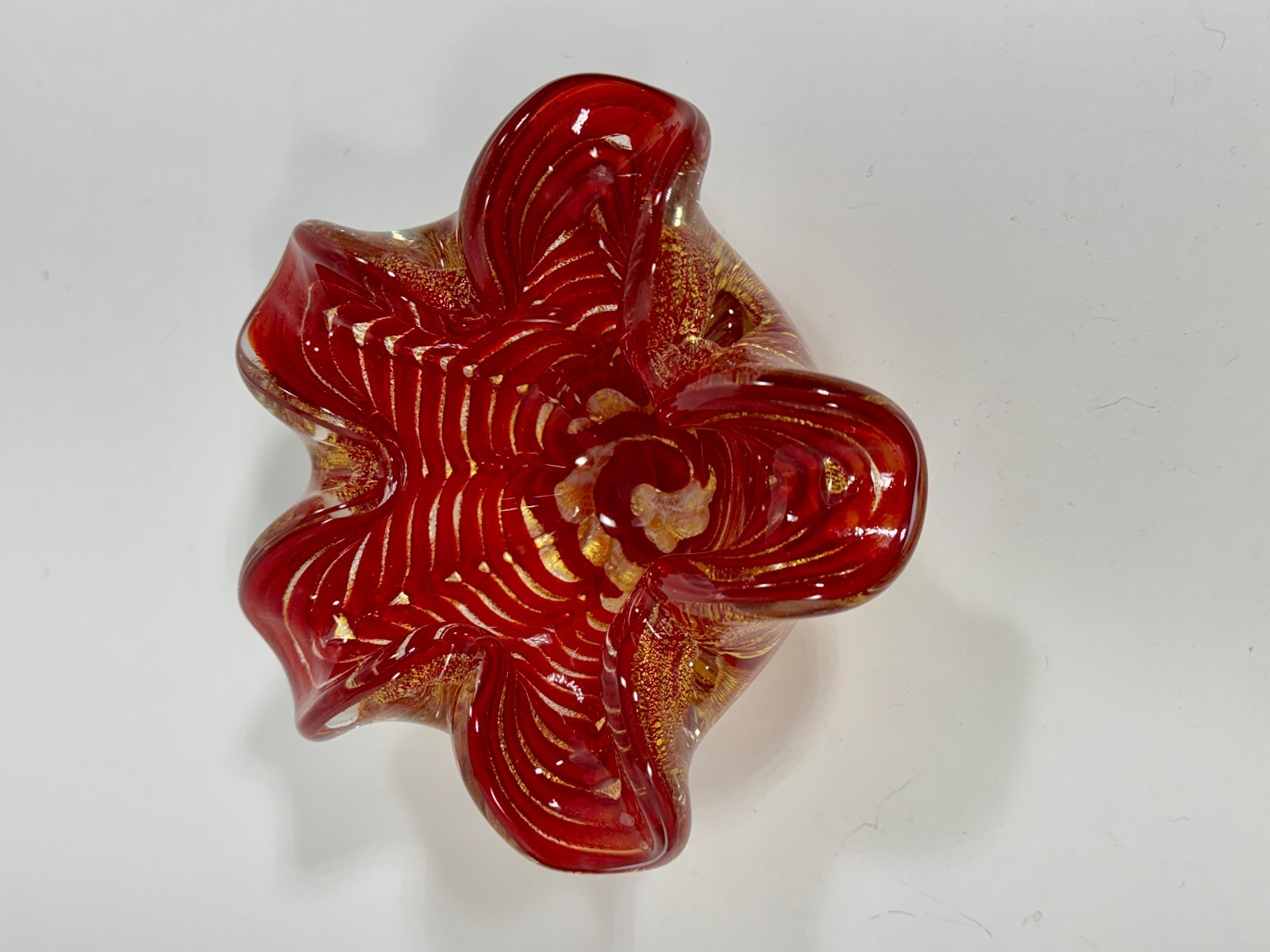 BAROVIER Murano Zebrati Gold Aventurine Ashtray Bowl 3.3lb