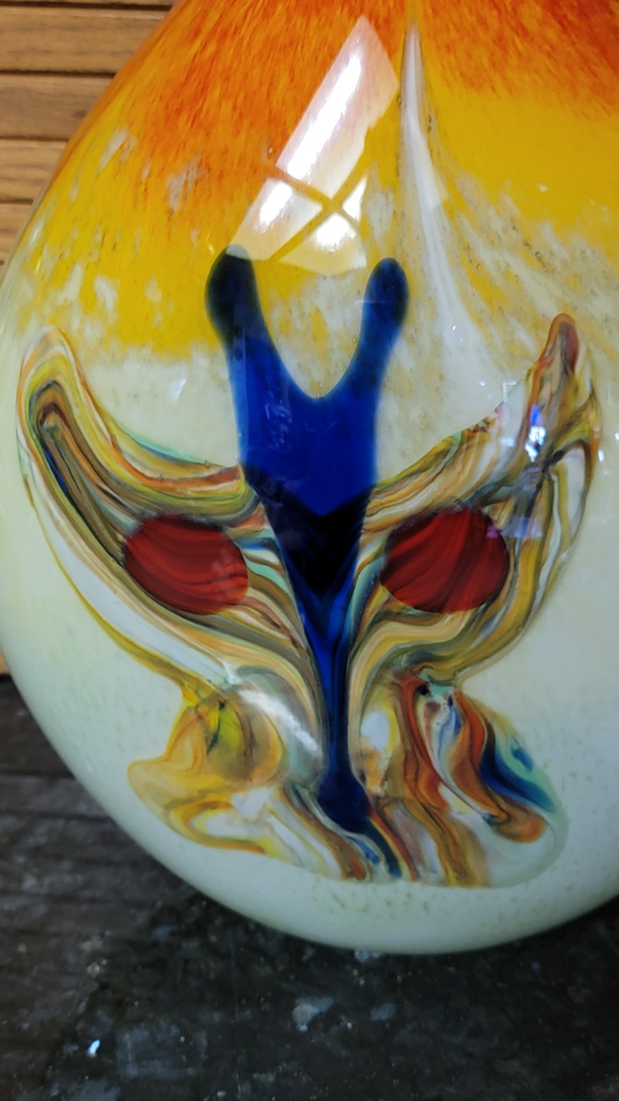 8 lbs Glass HANDMADE Vase/ Decanter UNIQUE Butterflies From Murano, Italy BEAUTY