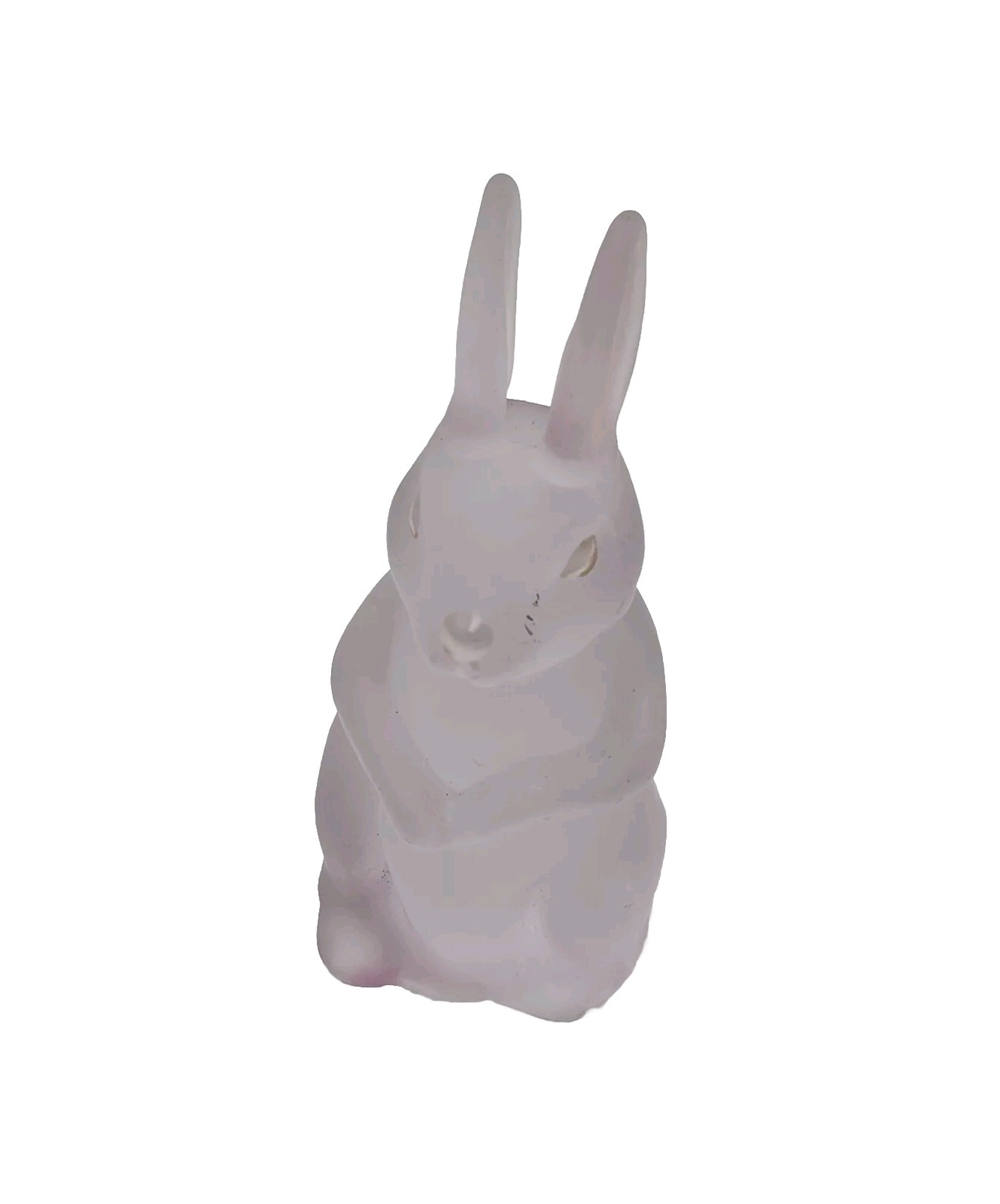 Vintage Pink Frosted Glass Bunny Figurine | Satin Glass Easter Rabbit 5″ Decor