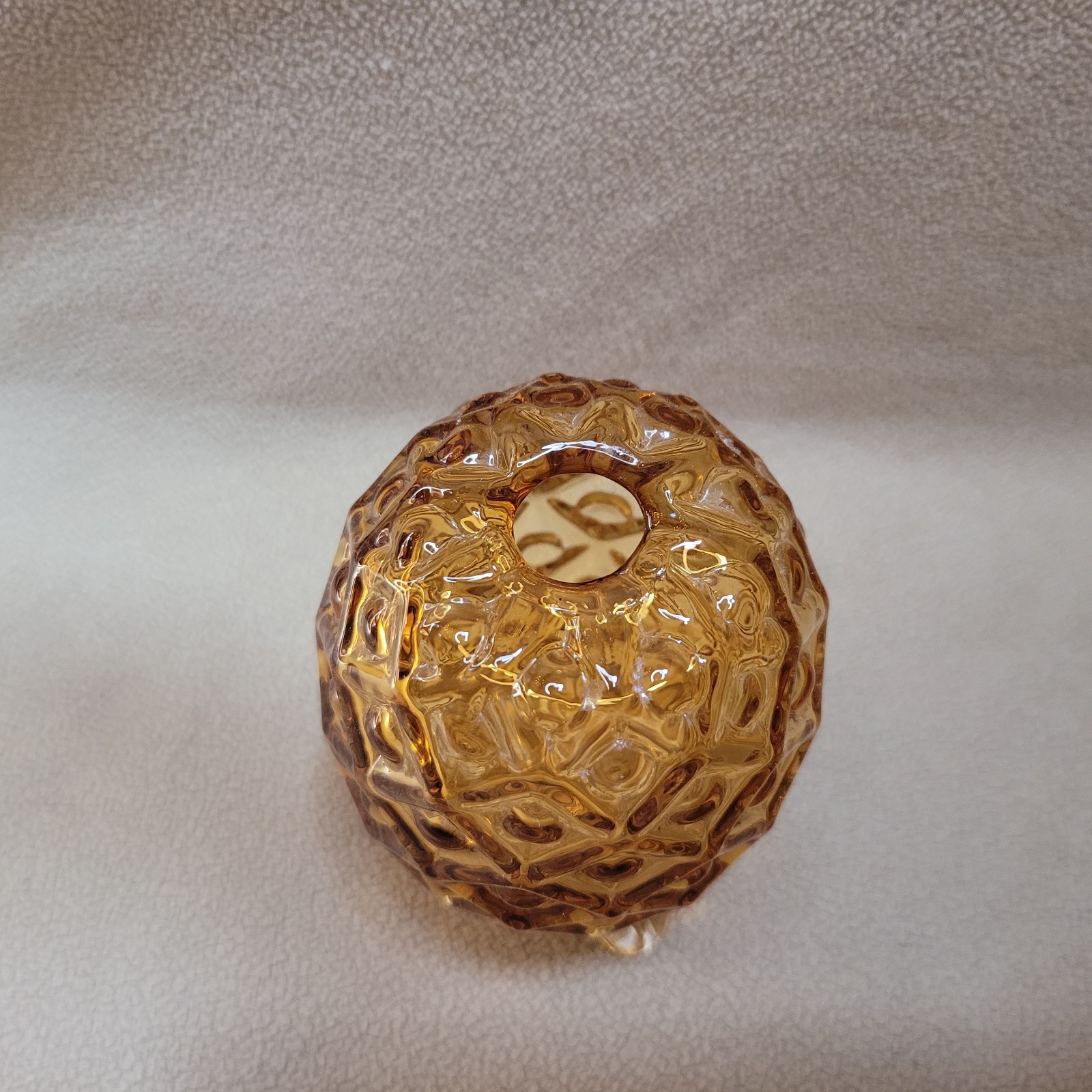 VTG Fenton Pineapple EGG 3 Toed Footed Amber Honey Hobnail Textured Art Glass