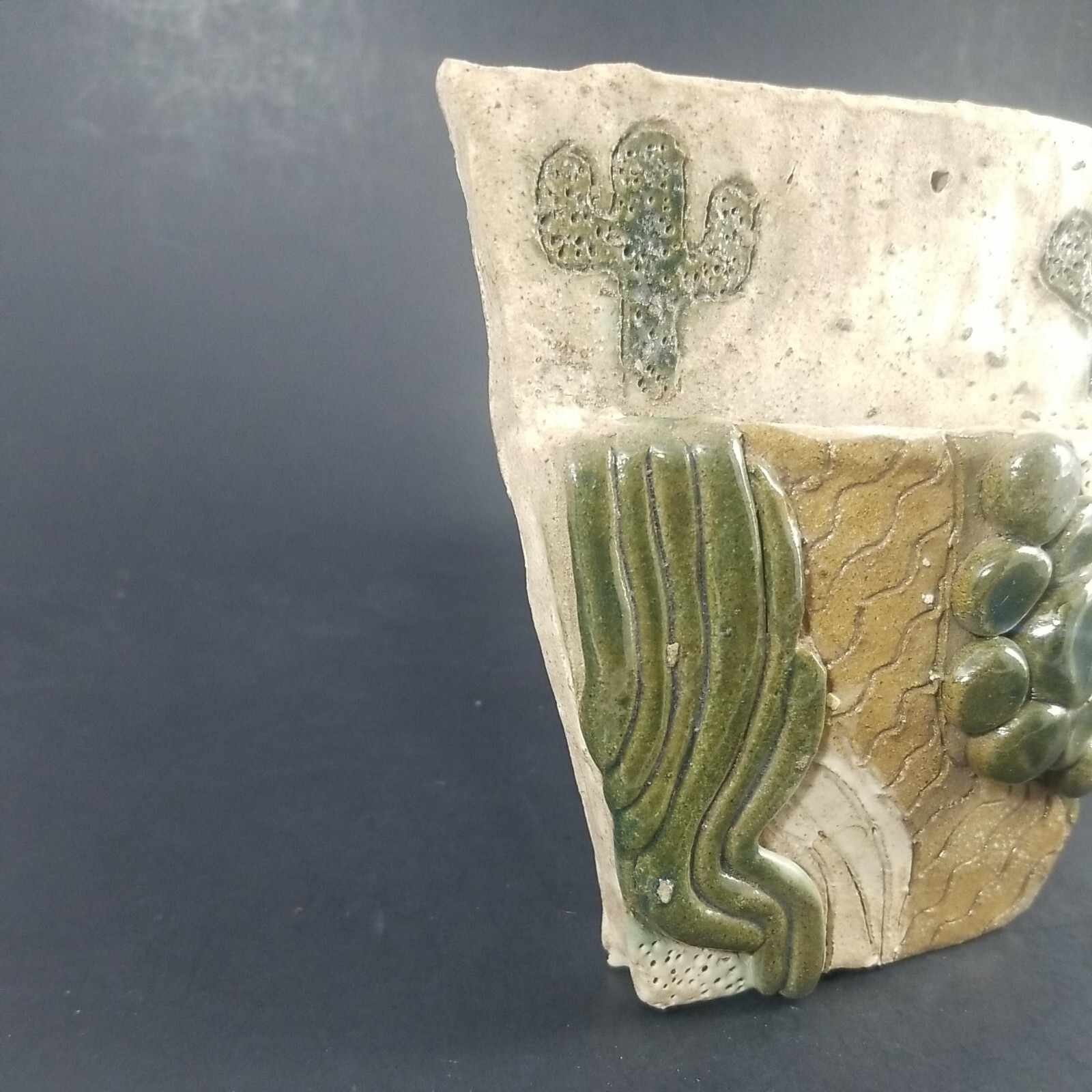 Saguaro Cactus Design 6″ Vase Wall Pocket Southwestern Handmade Clay Sculpture