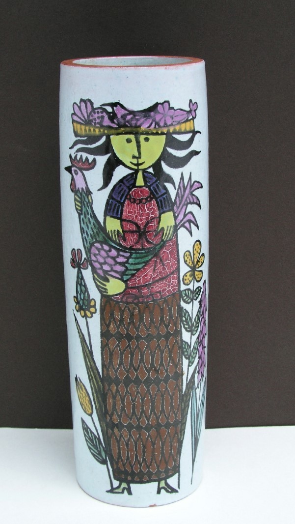 Vintage 1950’s Gustavsberg Pottery Stig Lindberg KARNEVAL 8-1/4″ Vase