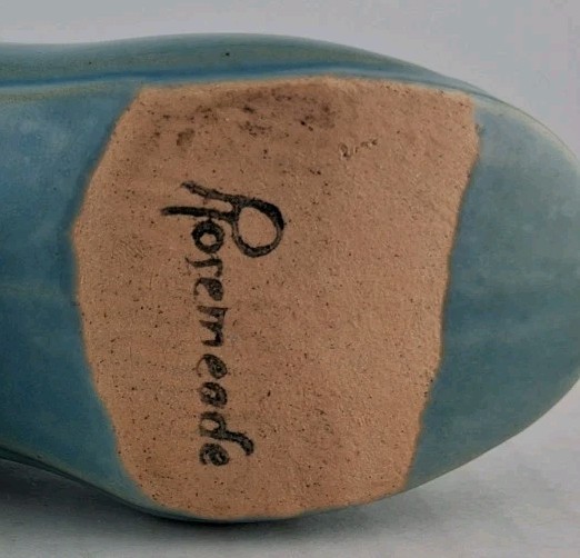 Vtg Rosemeade No. Dakota Pottery Women’s Button Shoe Figurine Blue Trinket Decor