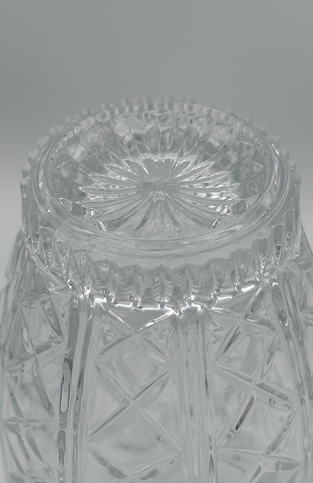 24% Lead Crystal 7” Vase Clear Glass Scalloped Top Made in USA
