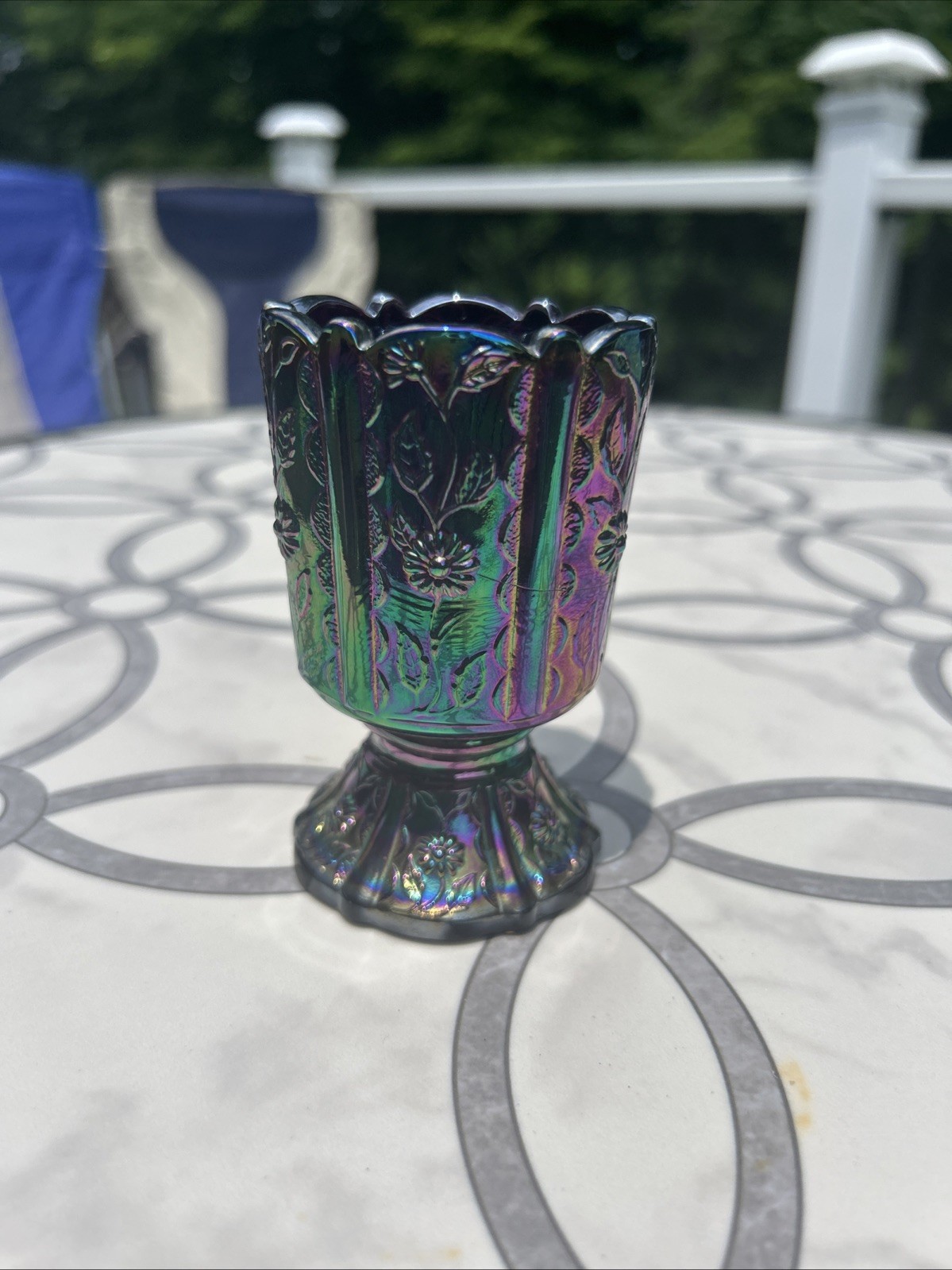 Fenton Amethyst Paneled Daisy Carnival Glass Toothpick Holder 3.5″ H