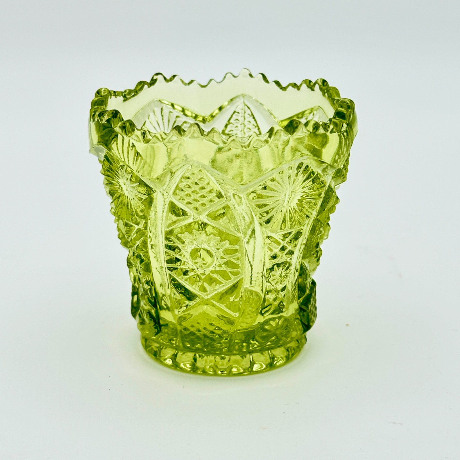 Vintage Imperial Glass Bellaire Verde Octagon Toothpick / Mini Vase Ships Free