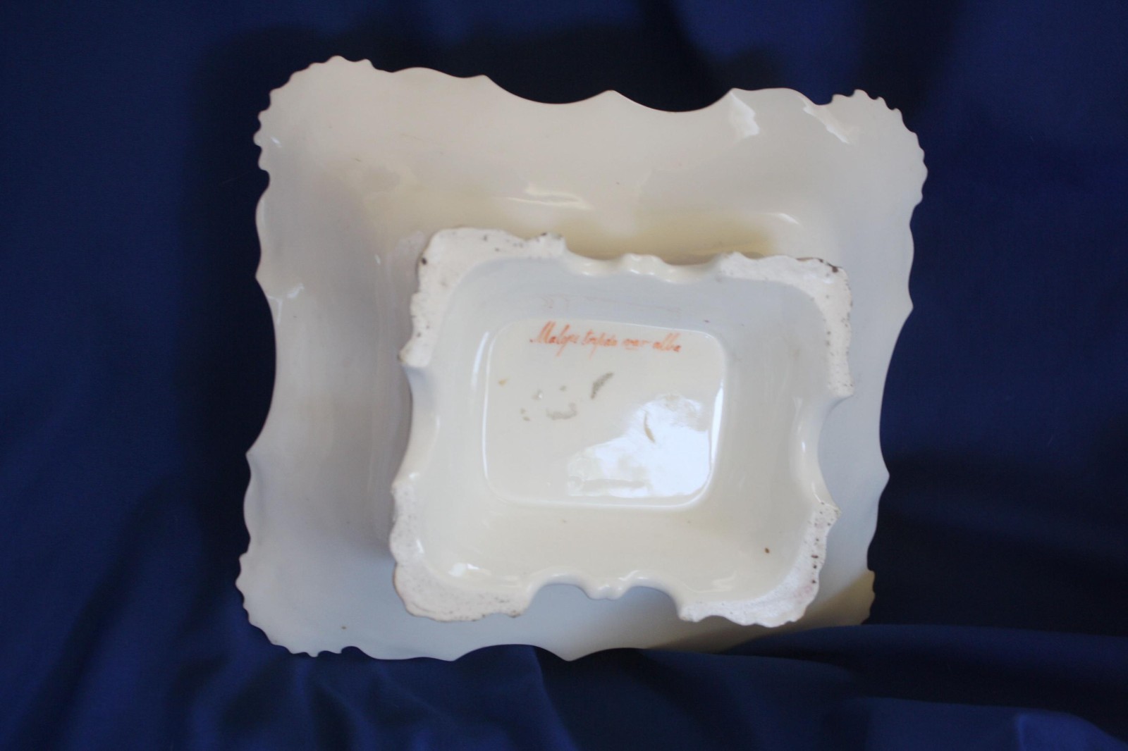 Antique Georgian Era English Porcelain Botanical Basket Rococo Revival, ca 1835