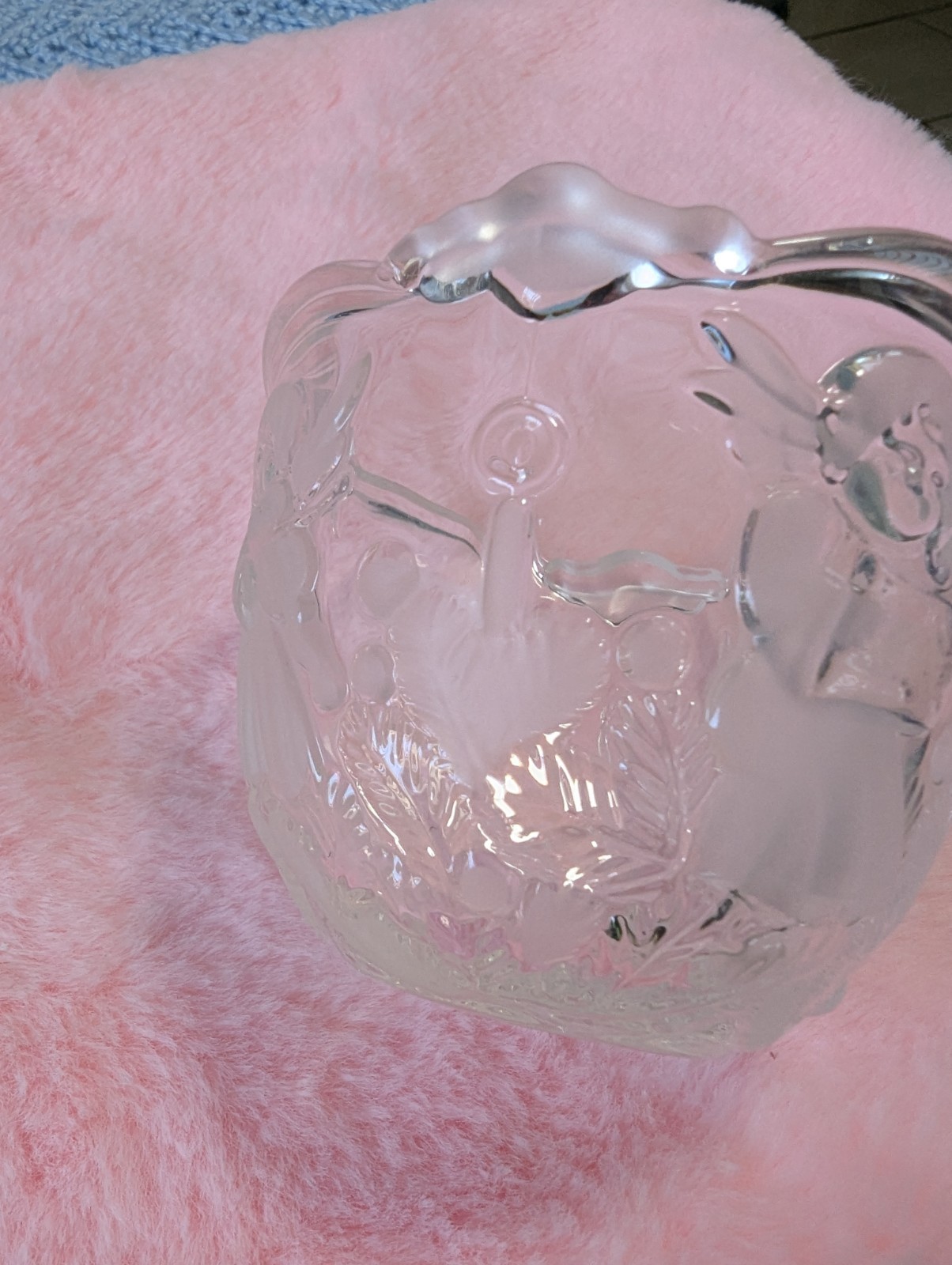 Vintage – 3″ Mikasa “Holiday Lights” Candle Holder, Angels Frosted Clear Glass