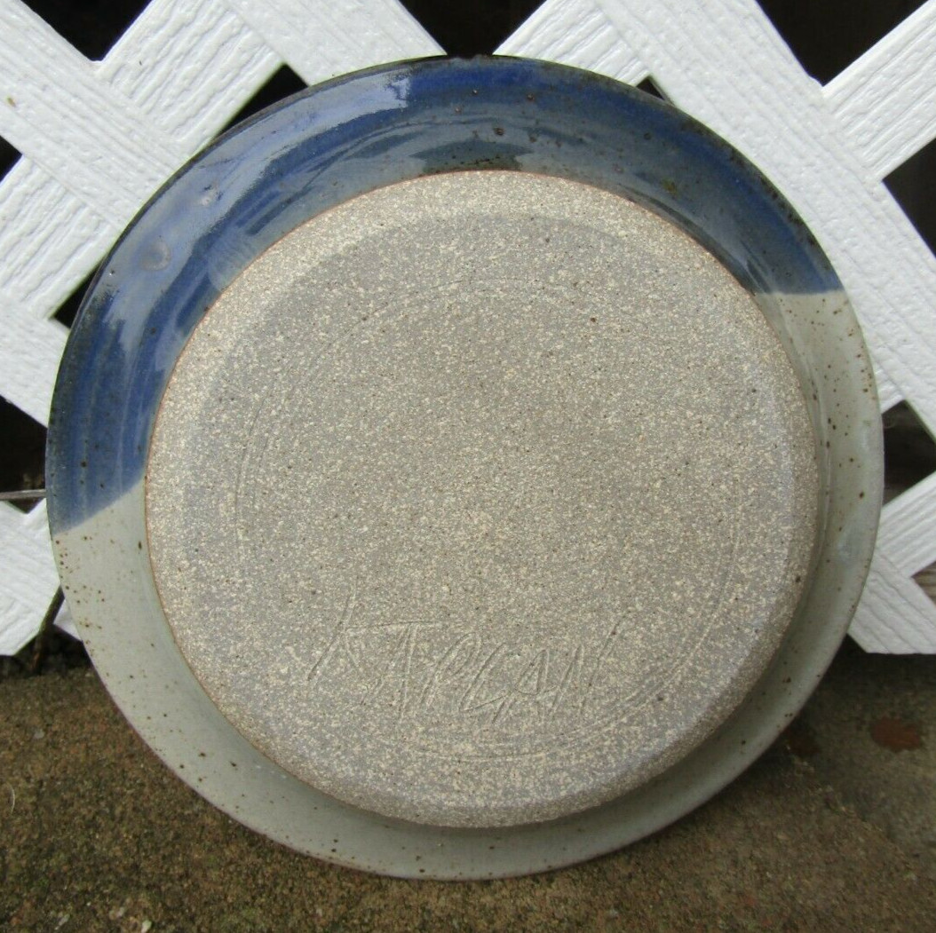 VINTAGE STONEWARE ART POTTERY SALAD DESSERT PLATE SIGNED KAPLAN