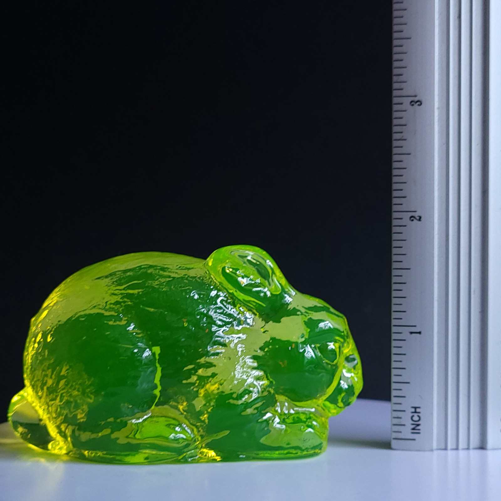 Vaseline Uranium Glass Rabbit Vaseline Yellow Glass Animal Figurine Art Deco