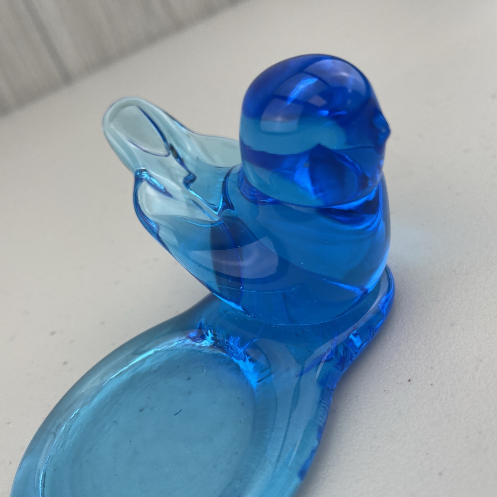Vintage 1994 Leo Ward Bluebird of Happiness Glass Signed Paperweight 4″ wide