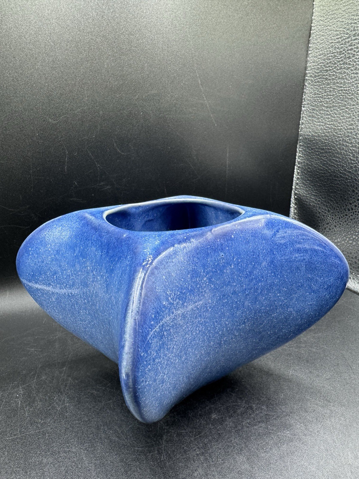 Vtg Pigeon Forge Pottery TN Four Sided Blue Planter Vase Signed Douglas Ferguson