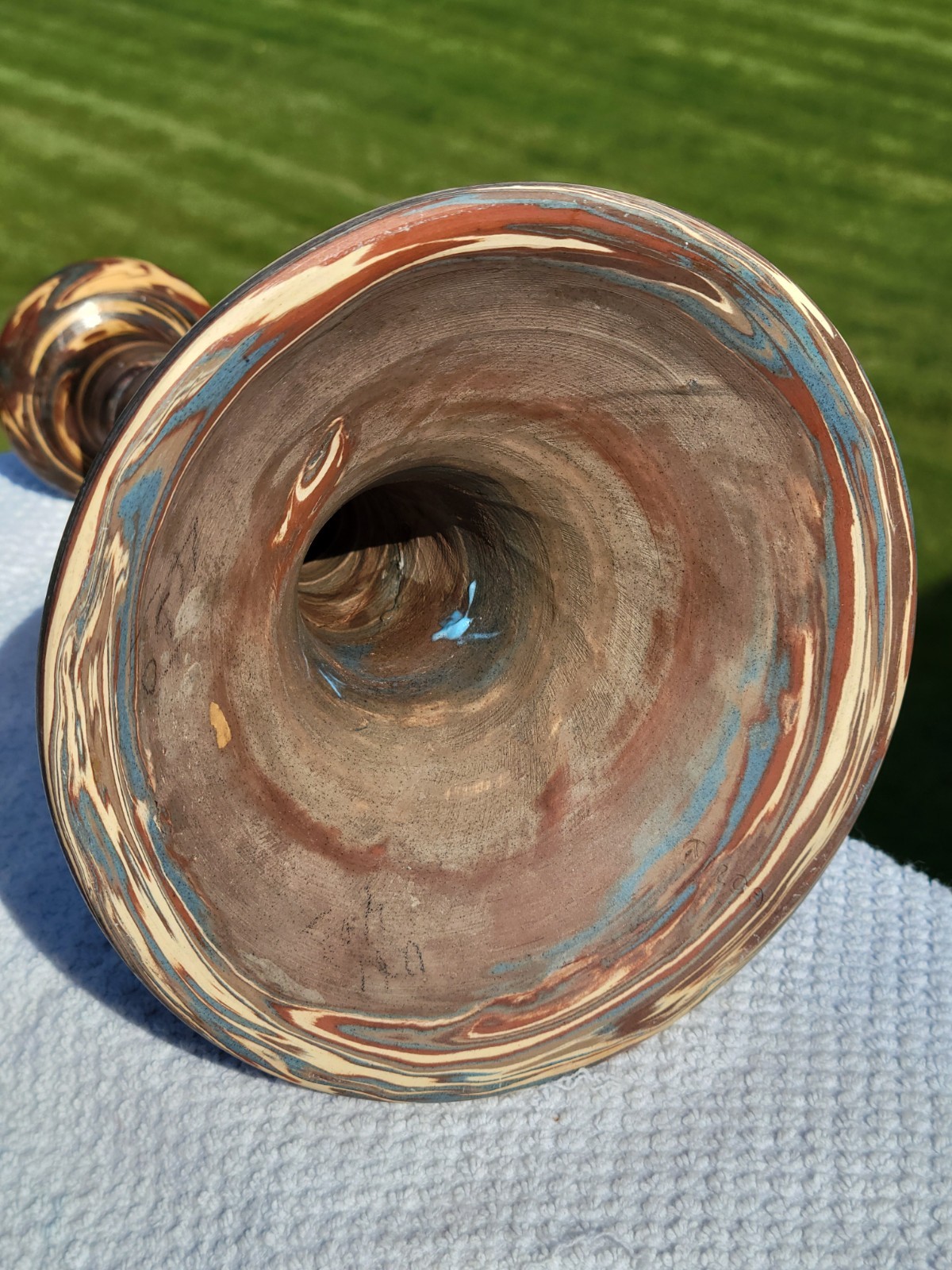 Niloak Arts & Crafts Mission Swirl Art Pottery 10 1/4″ Chamber Candle Stick Nice