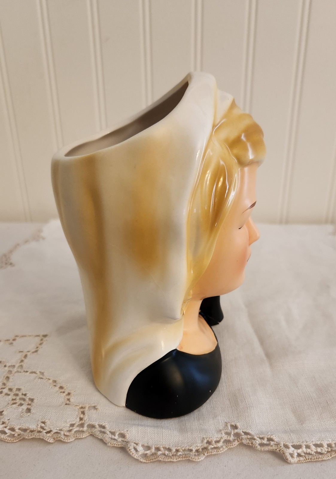 Nippon Lady Head Vase Blonde Jackie Kennedy In Mourning Black Dress Gloved Hand