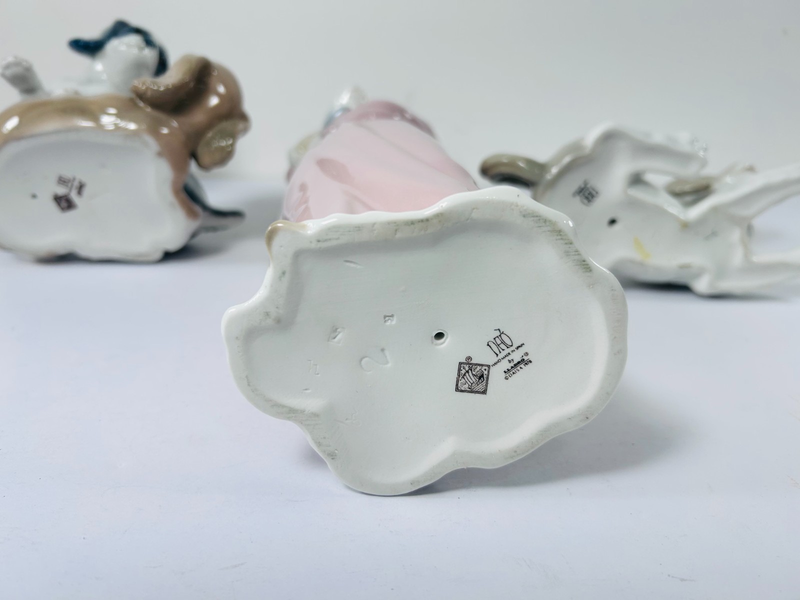 (3) LLADRO / NAO Figures Puppies Playing Hound Dog Girl Rabbit Bunny Spain
