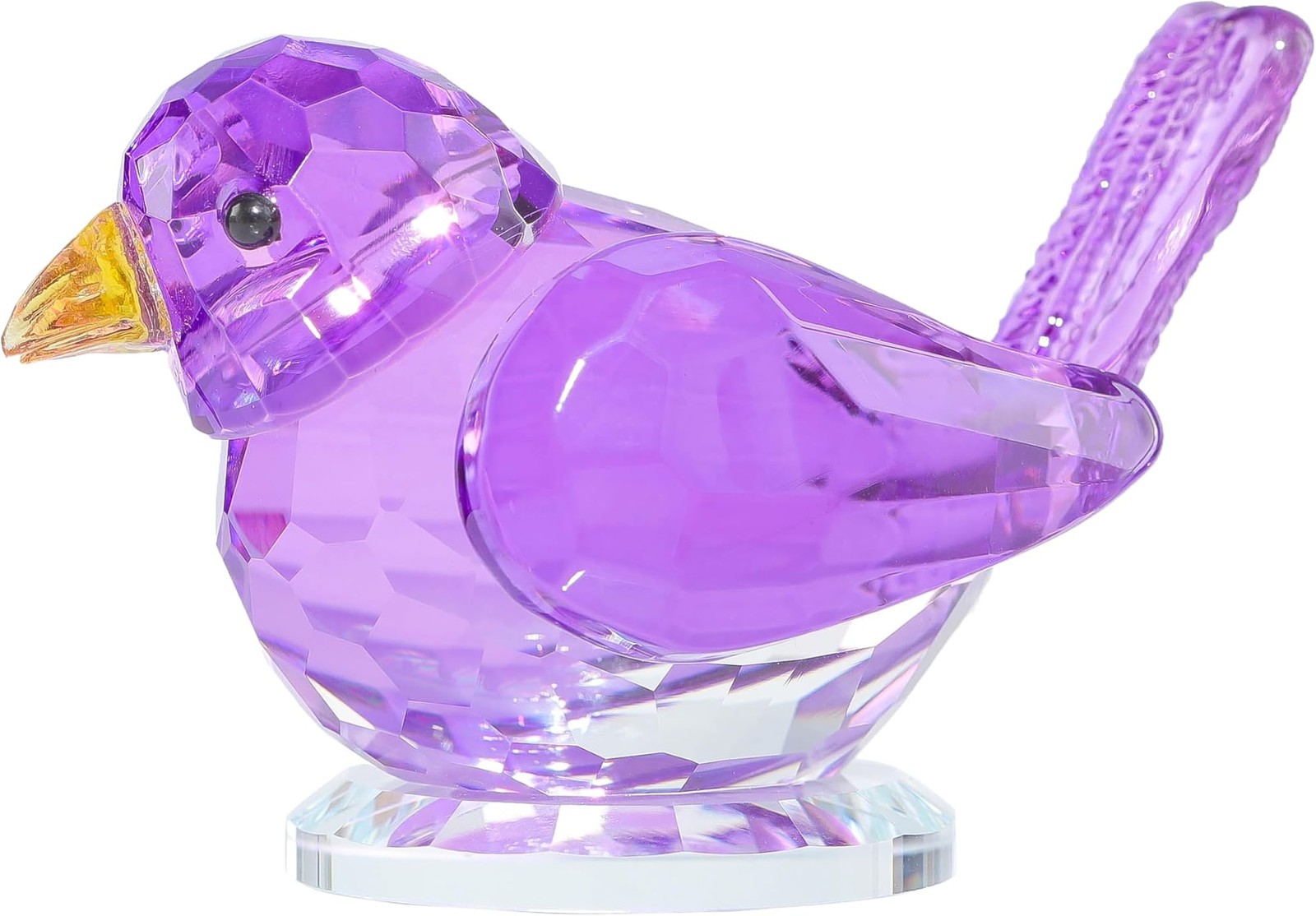 Qianwei Purple Crystal Bird Figurine Collectible Handmade Blown Glass Decor |…