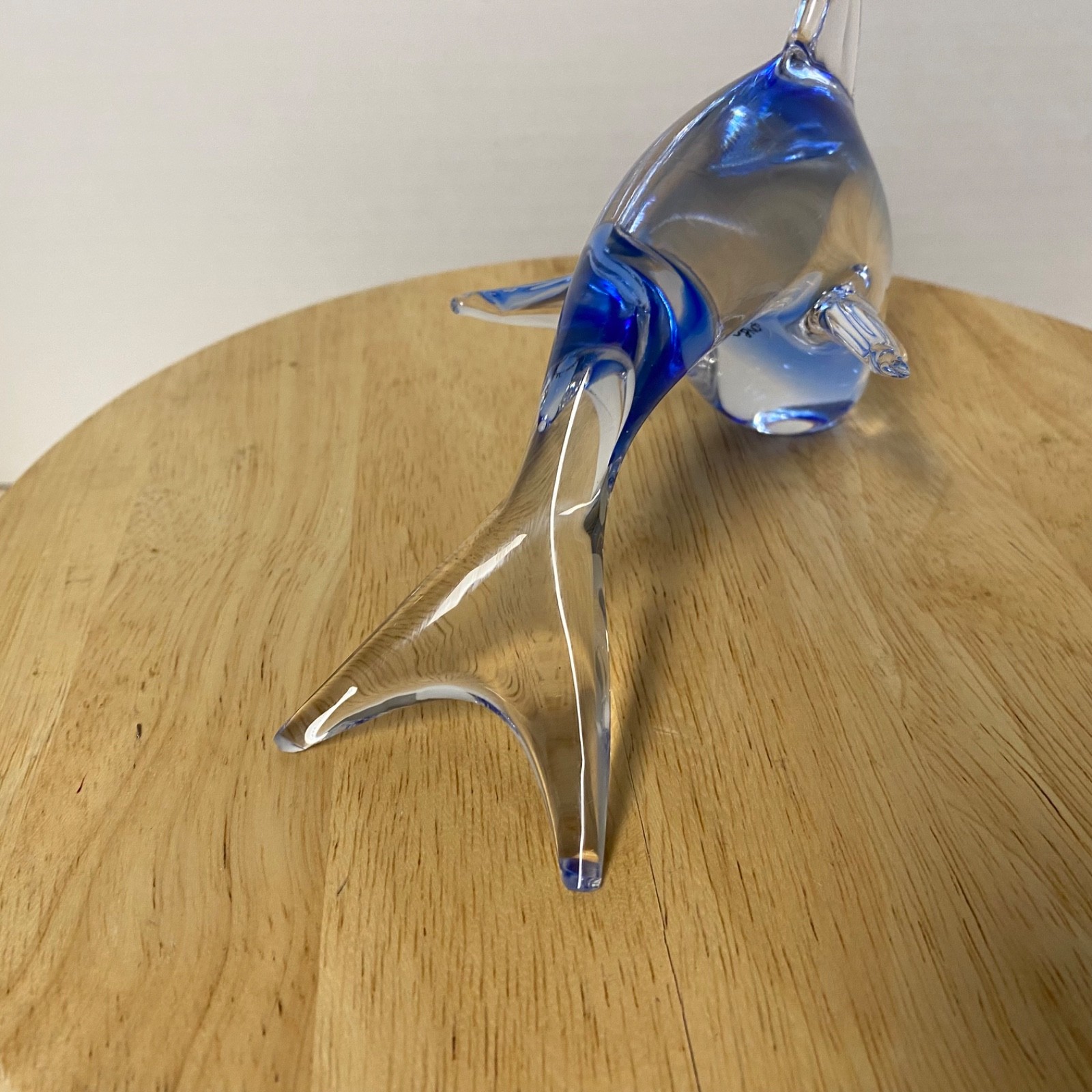 V Nason & C. Murano Hand Blown Art Glass Dolphin 6.5″ Cobalt & Clear