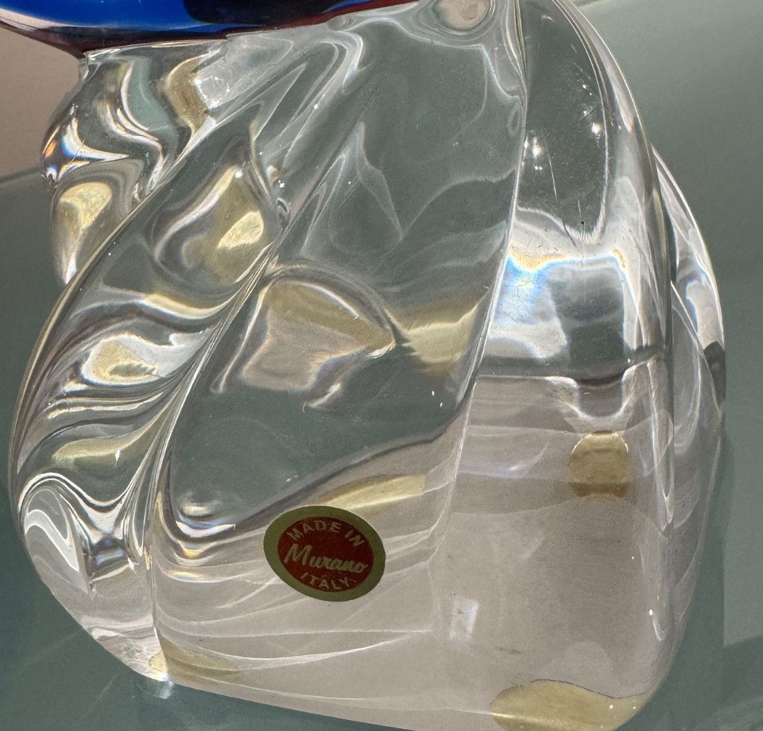 NEW PRICE..MURANO TALL ABSTRACT 21 1/2 ” GLASS SCULPTURE ITALY (WITH STICKER)