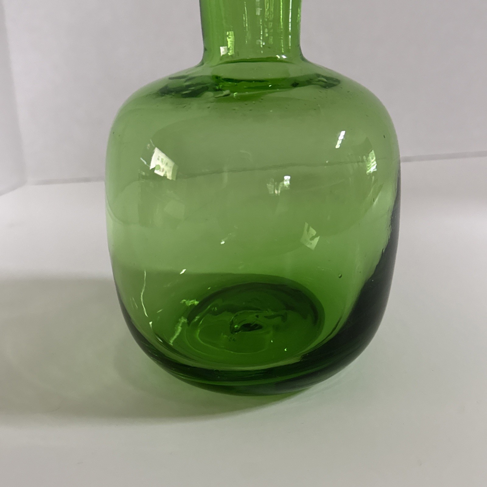 Vintage BLENKO Glass #6424 MCM Candle Holder Bud Vase Grass Green 5.5″