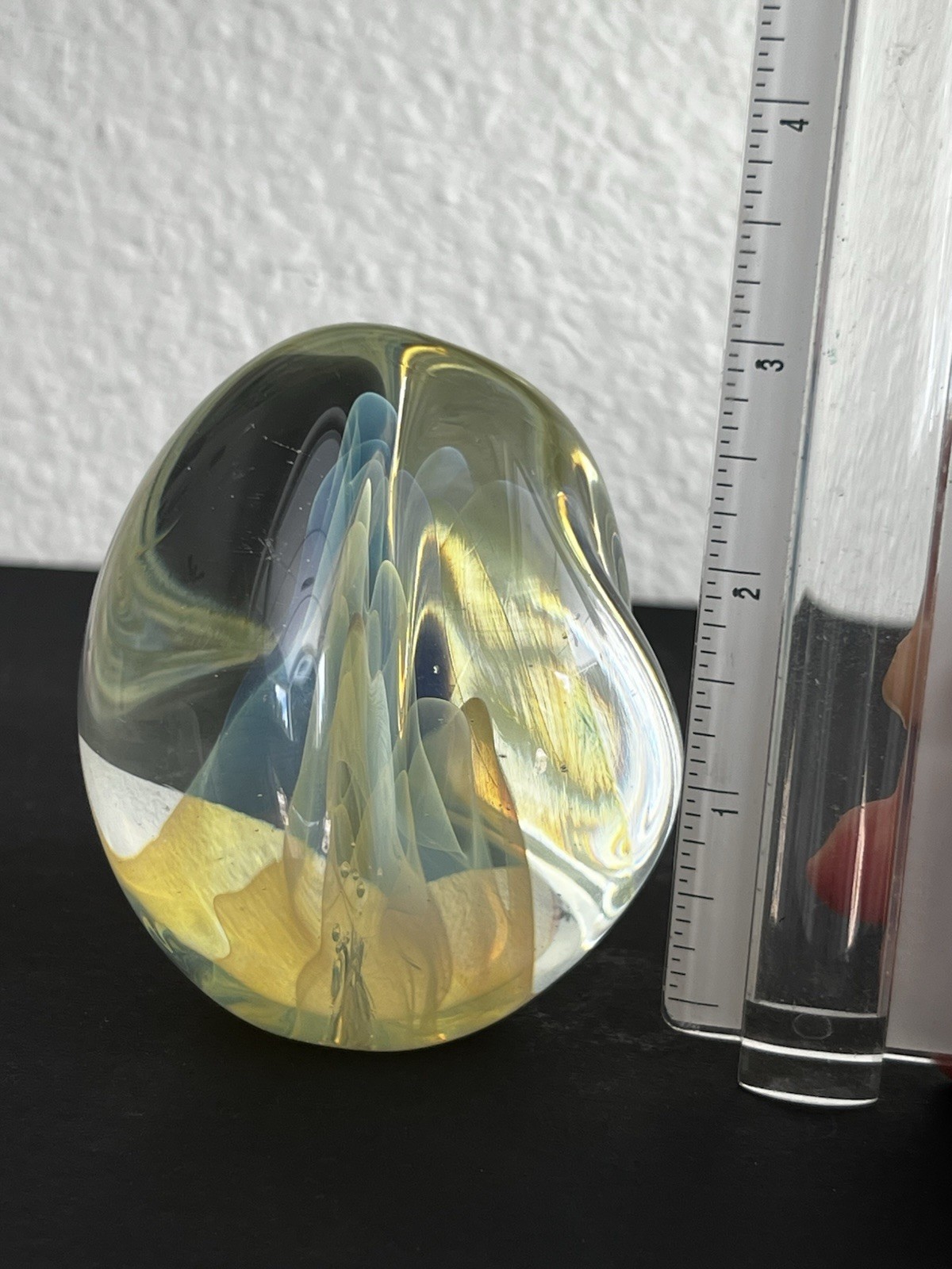 Gilbert Johnson Art Glass Bimorphic Opalescent Glass Paperweight Signed 1981