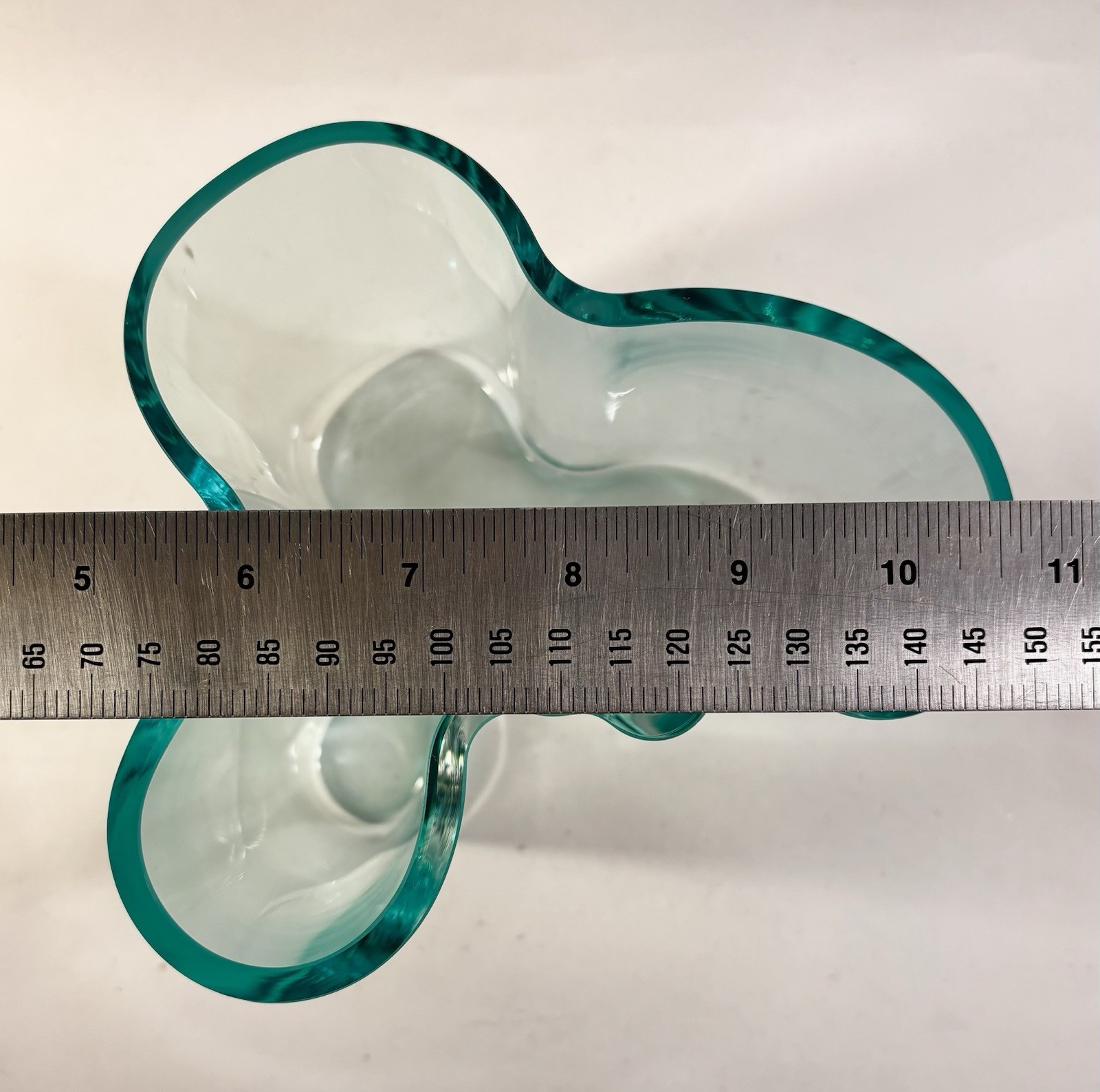 Alvar Aalto Savoy Vase 4.75″ Tall Clear Aqua Glass Made in Finland by Iittala