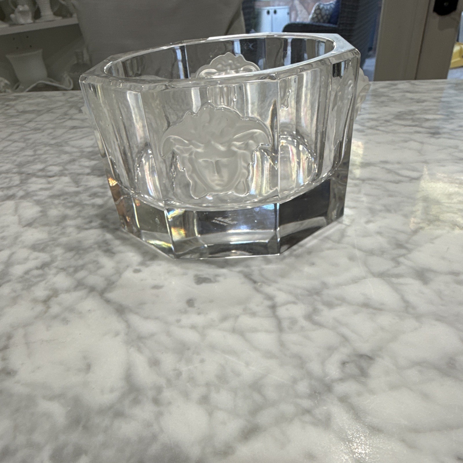 Versace Rosenthal Clear Cut Crystal Octagon Decorative Ashtray etc
