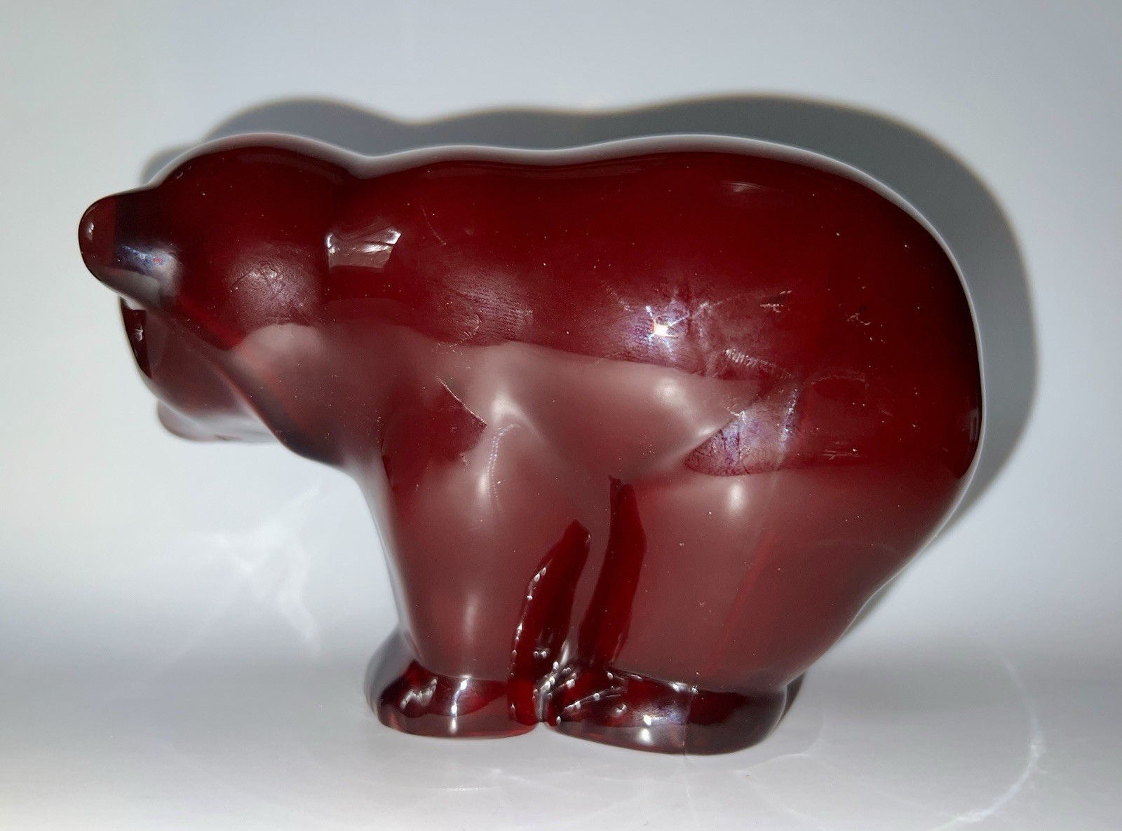 Viking Signed Ruby Red MAMA BEAR New Martinsville Mold Glass Figurine